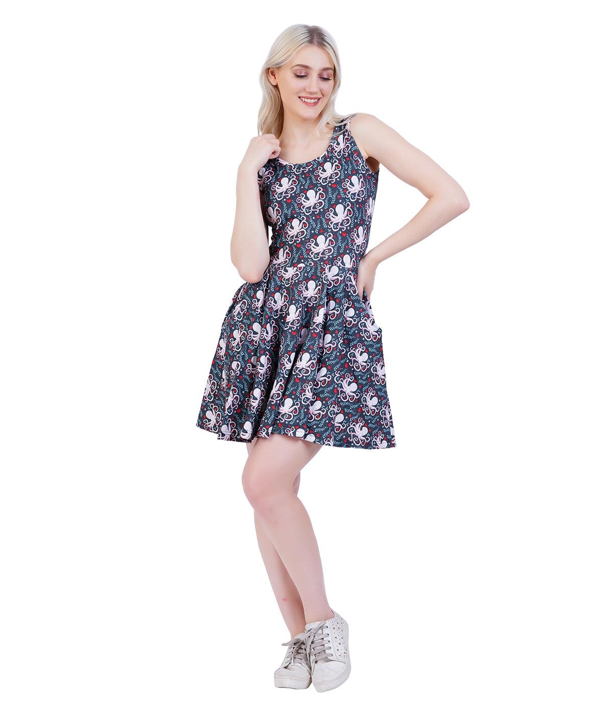 Floral Octopus Skater Dress