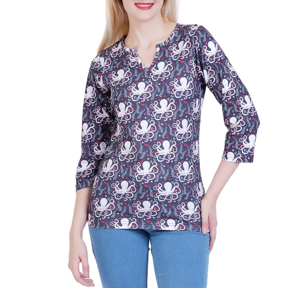 Floral Octopus Maria Tunic Top