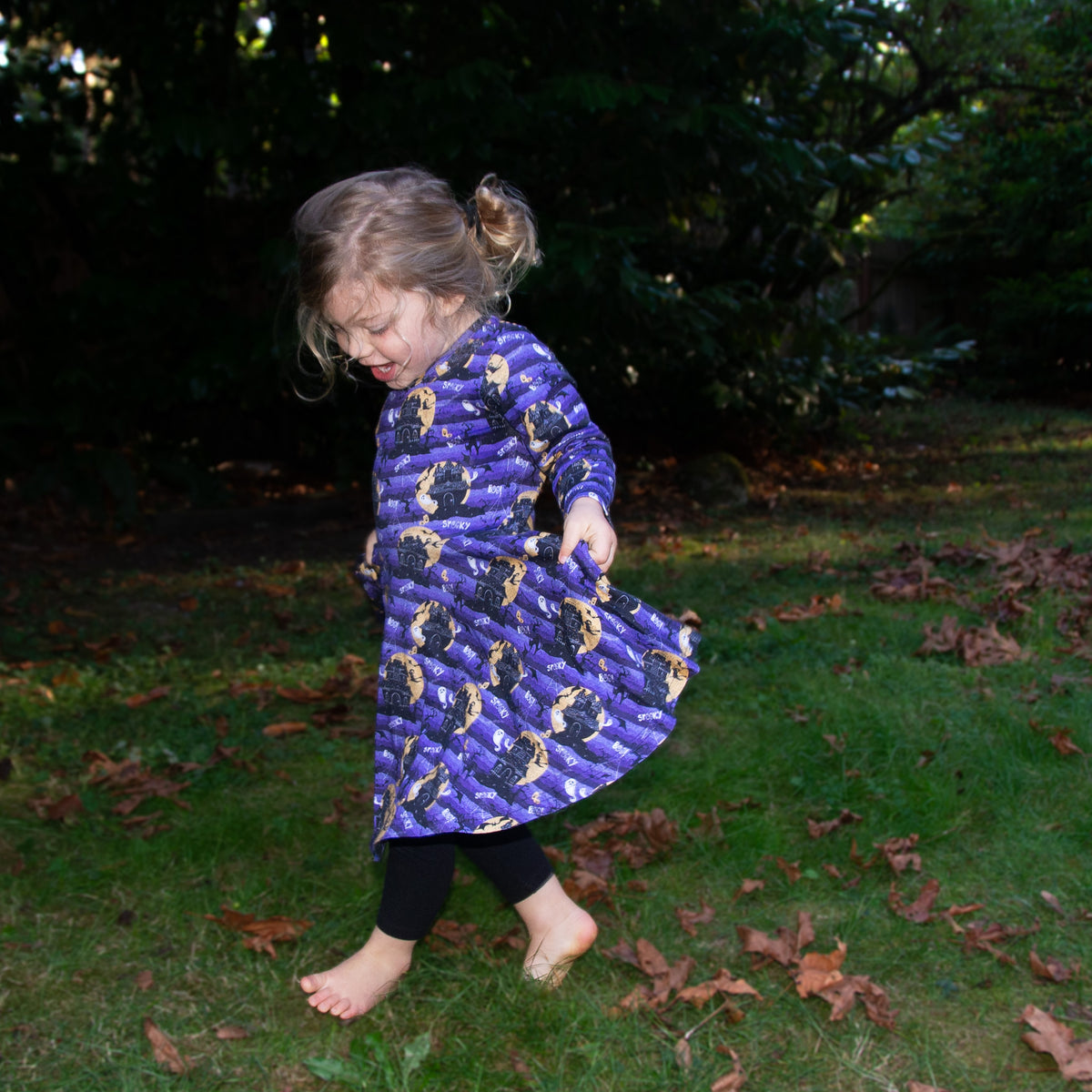 Haunted Houses Kids Twirl Dress with Pockets