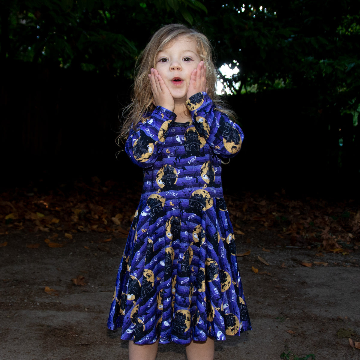 Haunted Houses Kids Twirl Dress with Pockets