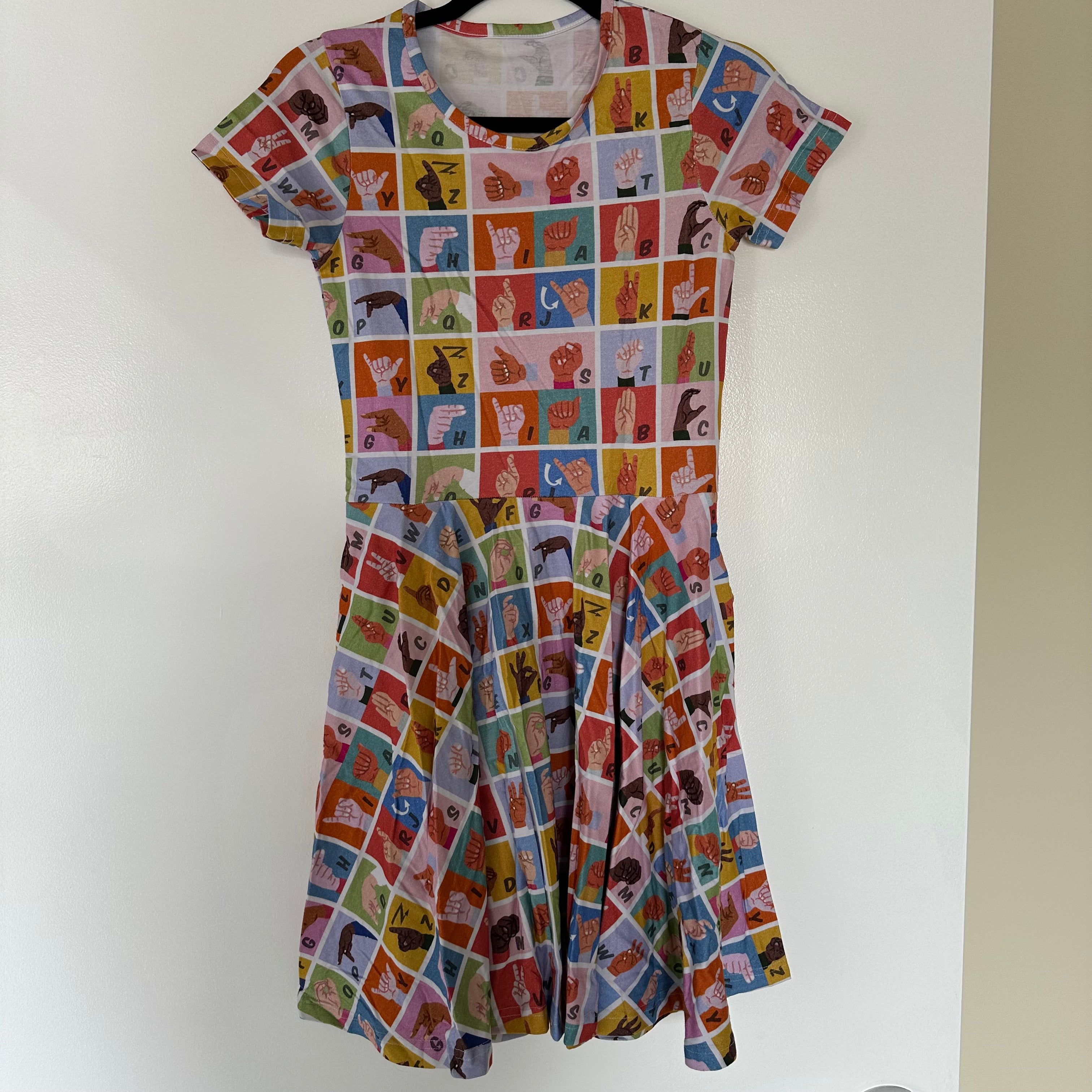 Sign Language Kids Dress Sample (Muted Colors) - 11/12 YEARS