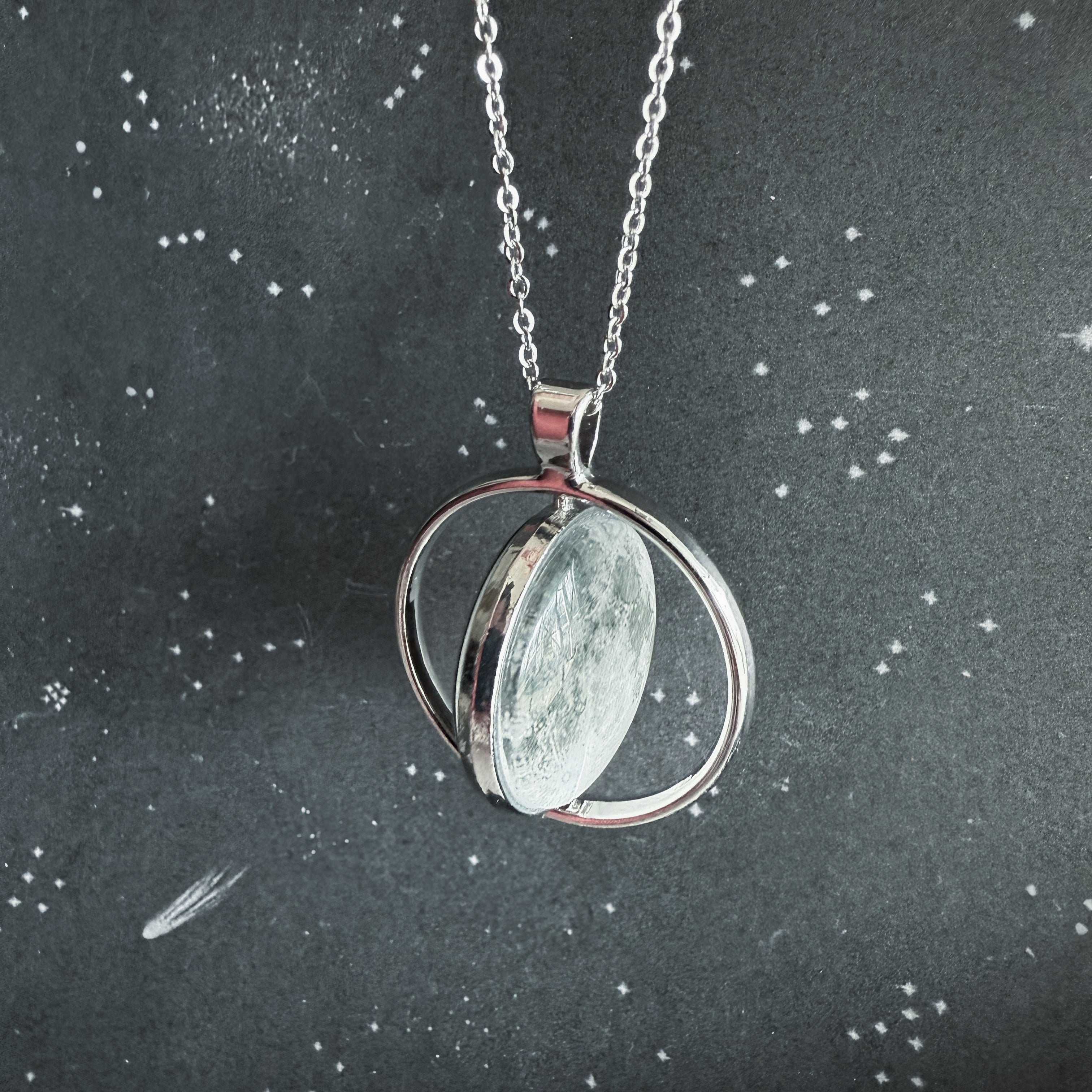 Full Moon Double Sided Fidget Pendant Necklace
