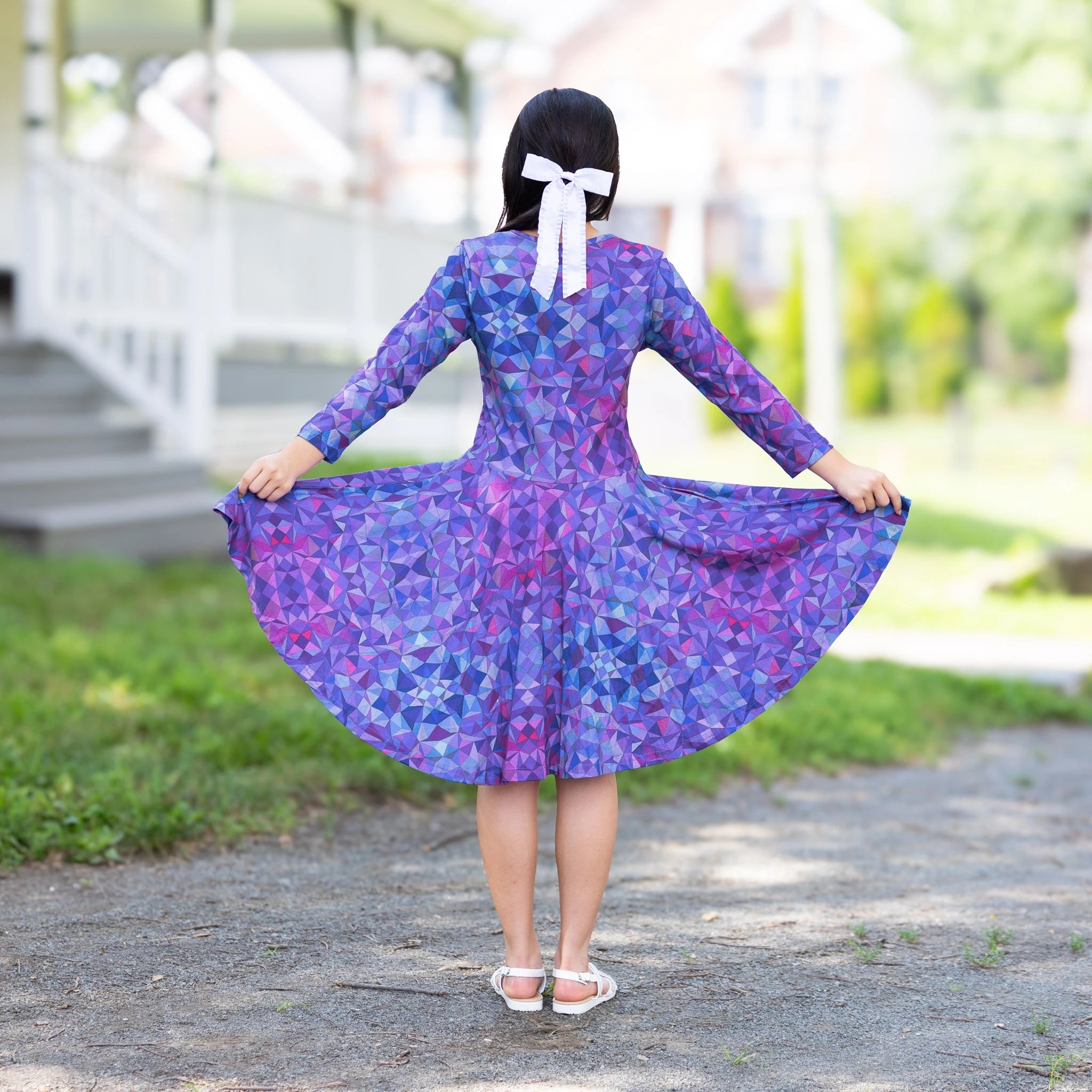 Kaleidoscope 3/4th Sleeves Kids Twirl Dress