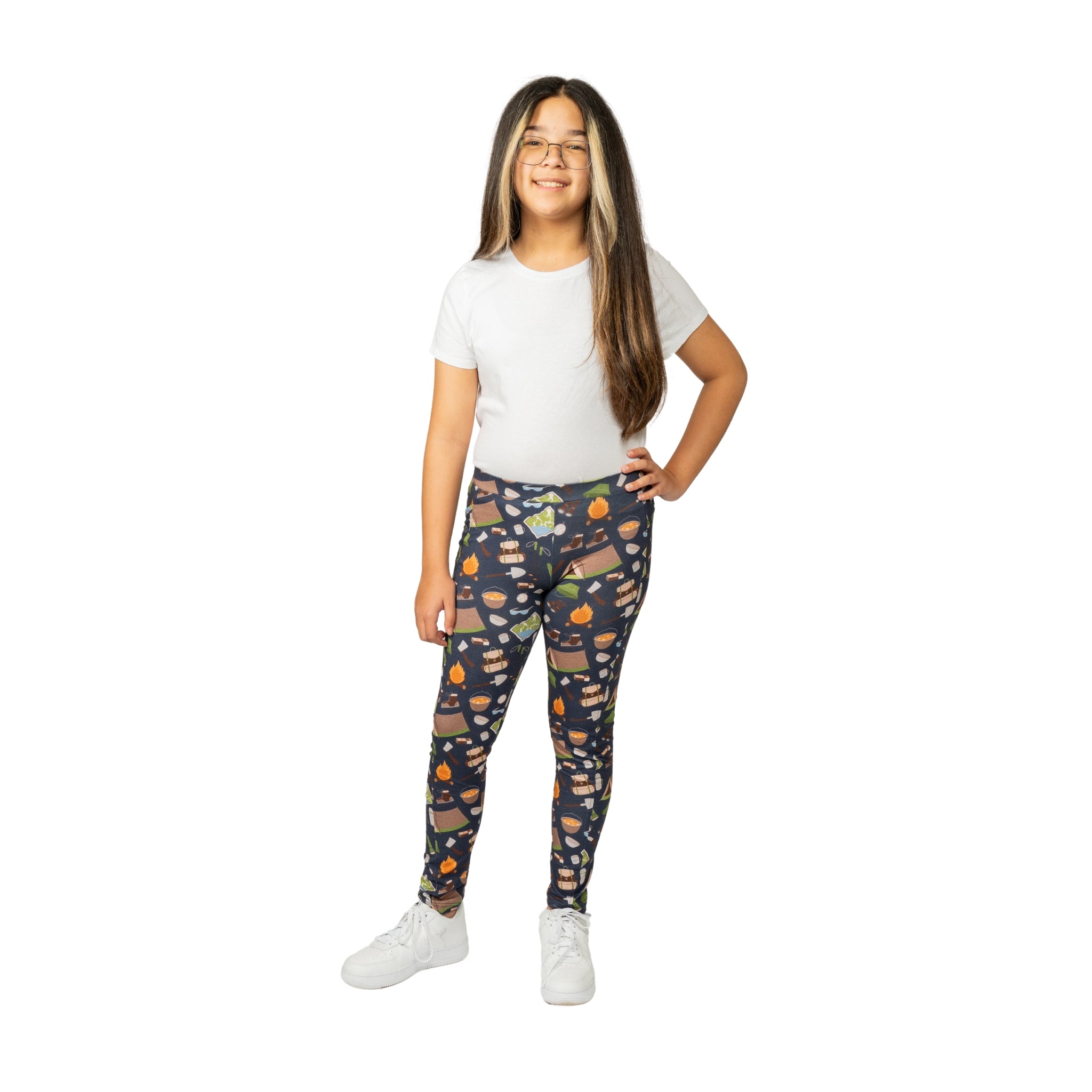 Camping Kids Leggings with Pockets