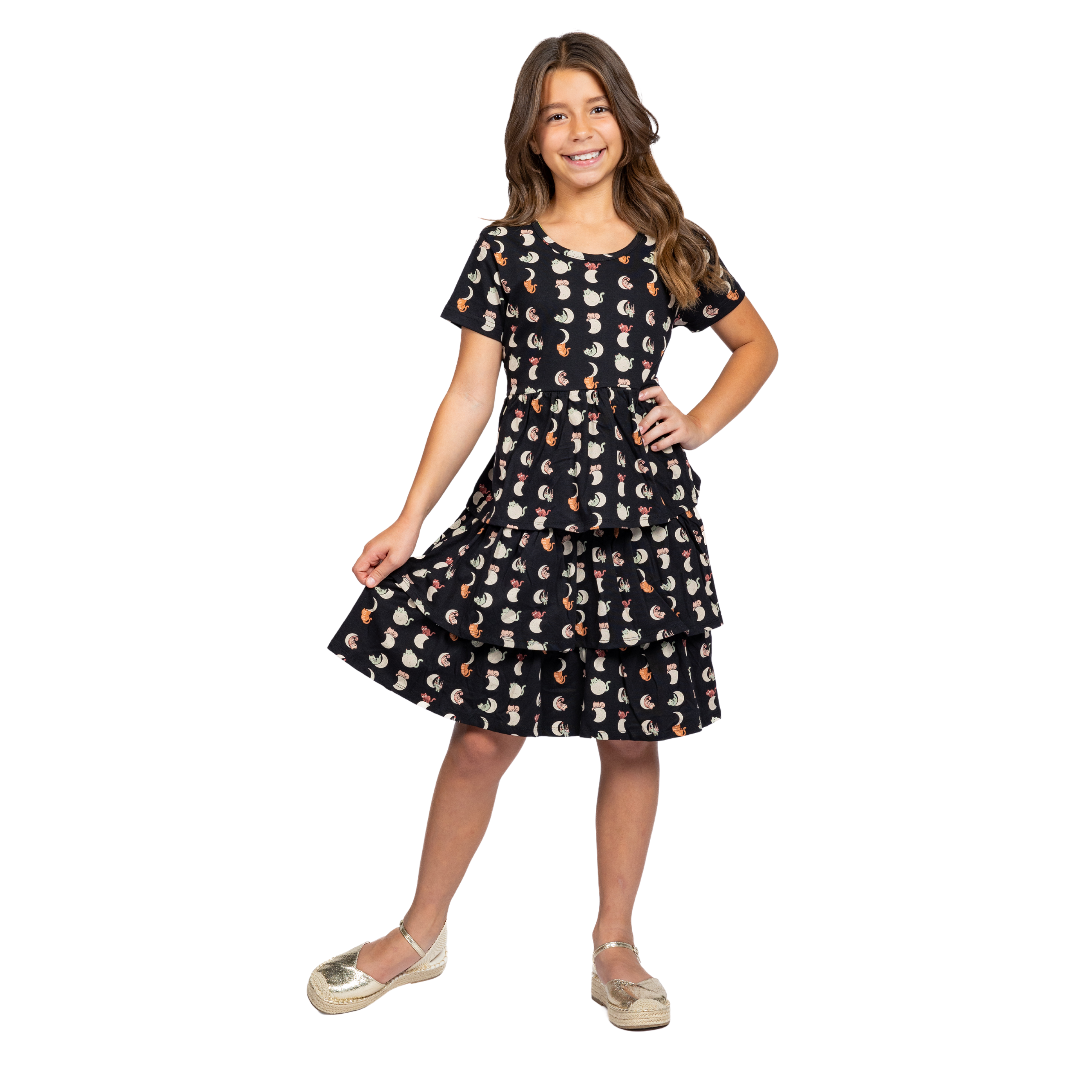 Lunar Kitty Layered Kids Dress