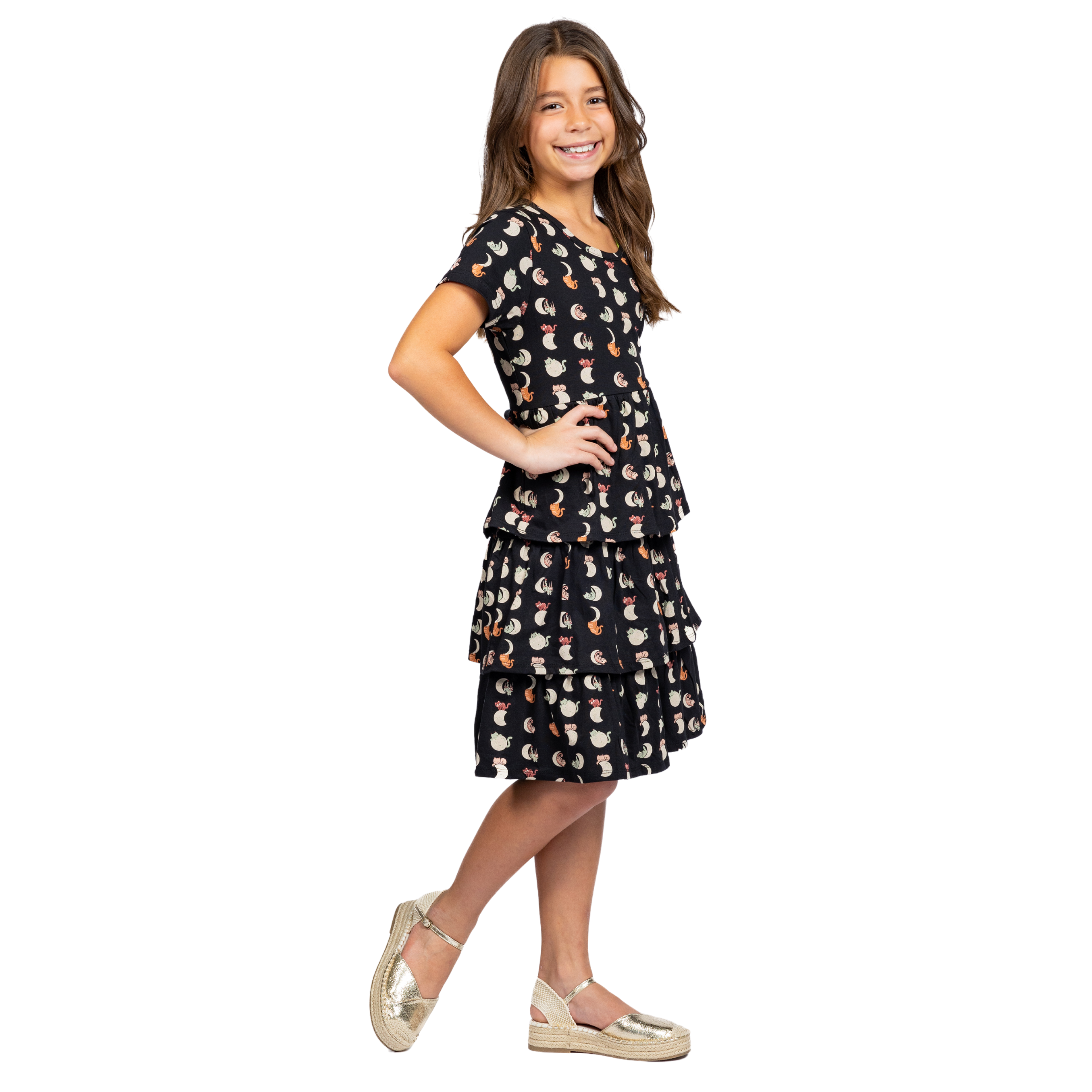 Lunar Kitty Layered Kids Dress