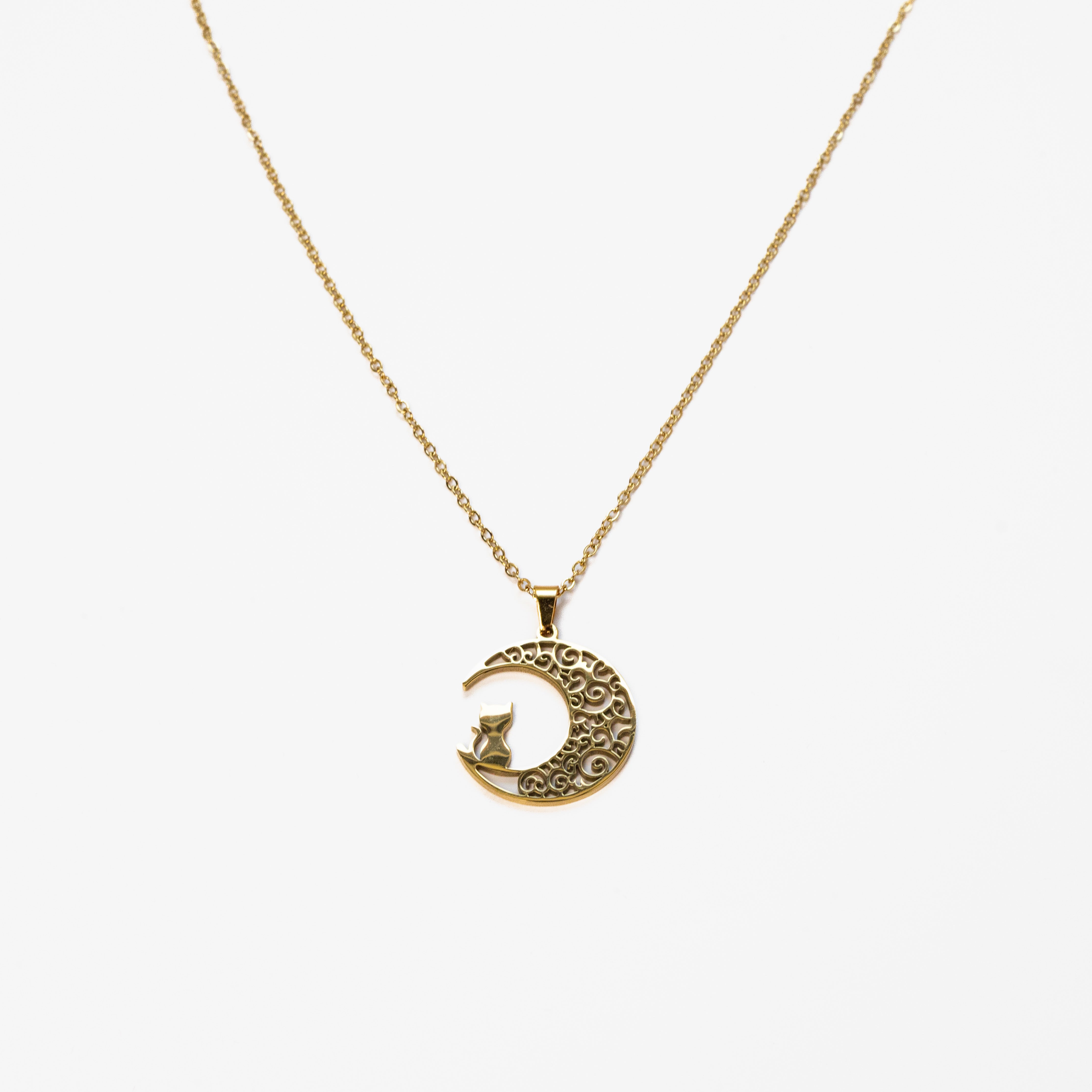 Lunar Kitty Stainless Steel Necklace