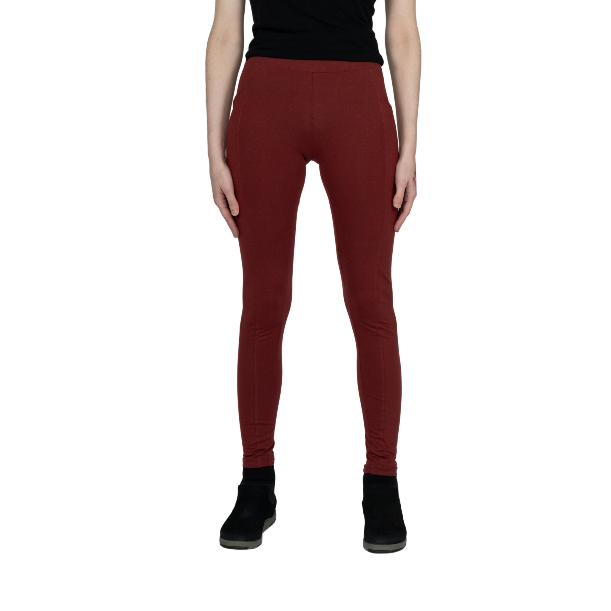 Maroon Adults Leggings with Pockets