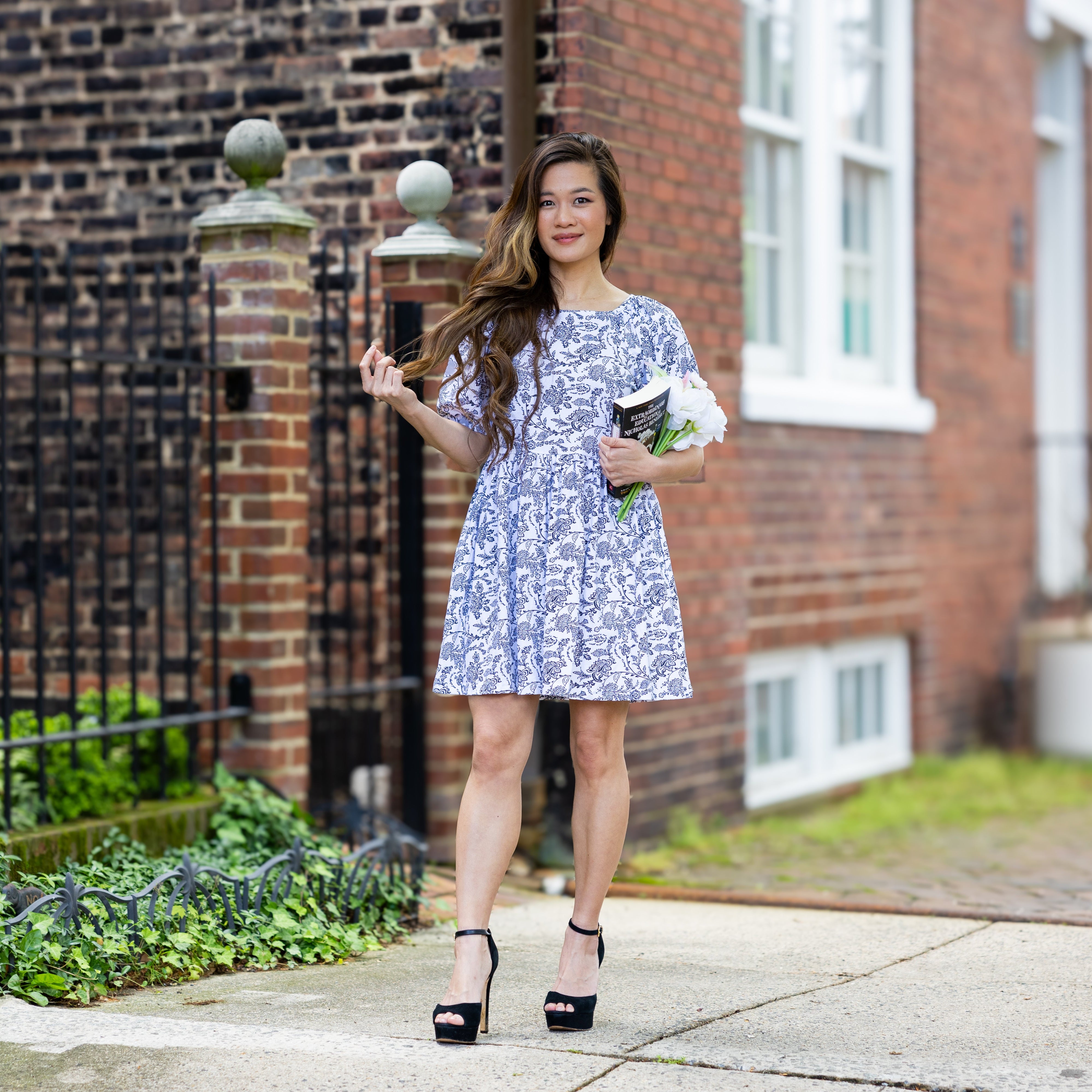 New Look Botanical Plunge Neck Skater Dress My Heart Square-Neck