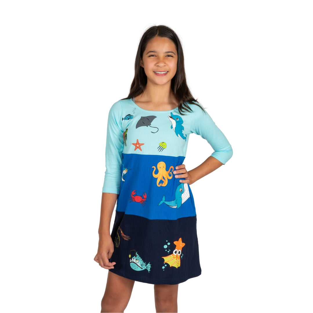 (Pre-order) Ocean Zones Kids A-Line Dress
