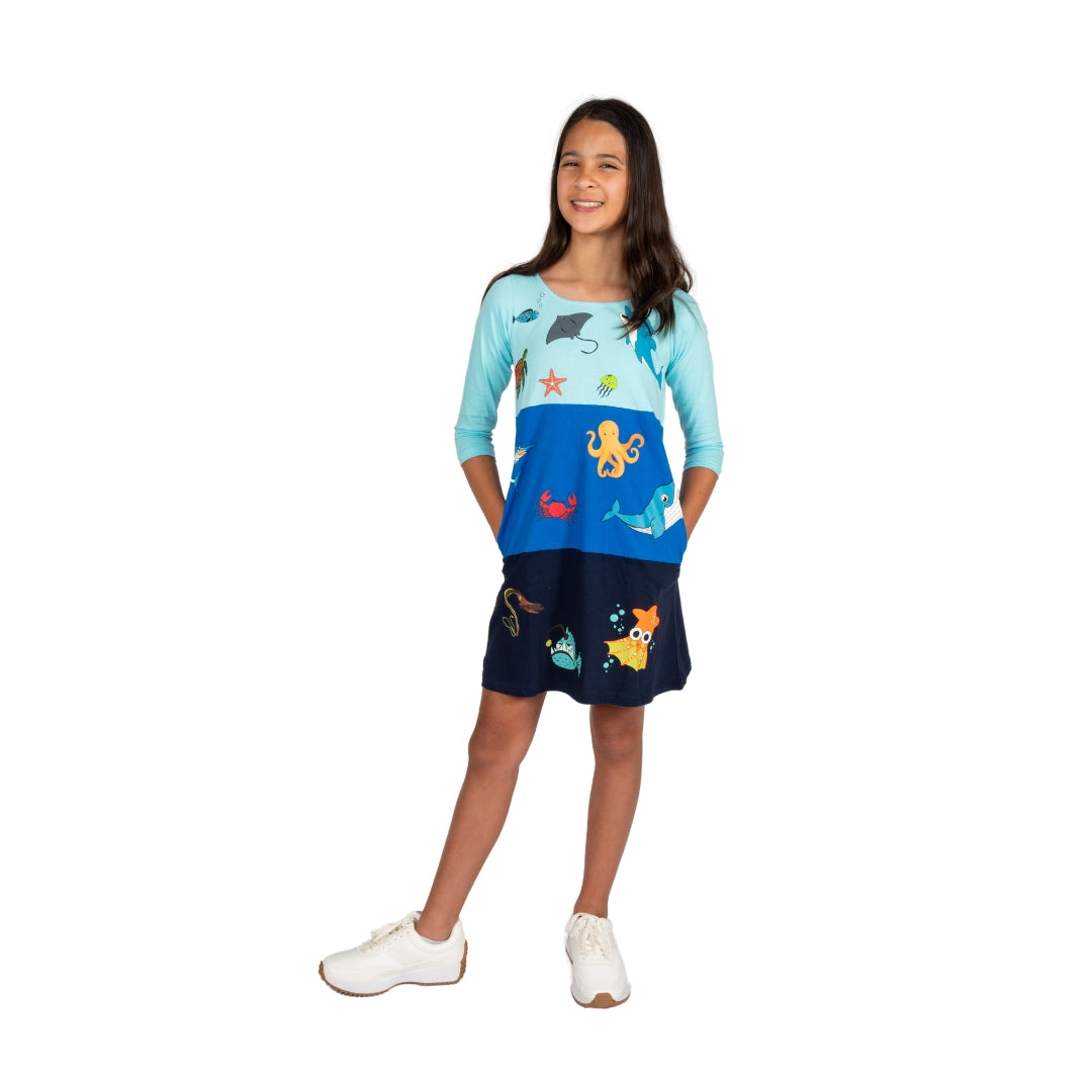 Ocean Zones Kids A-Line Dress