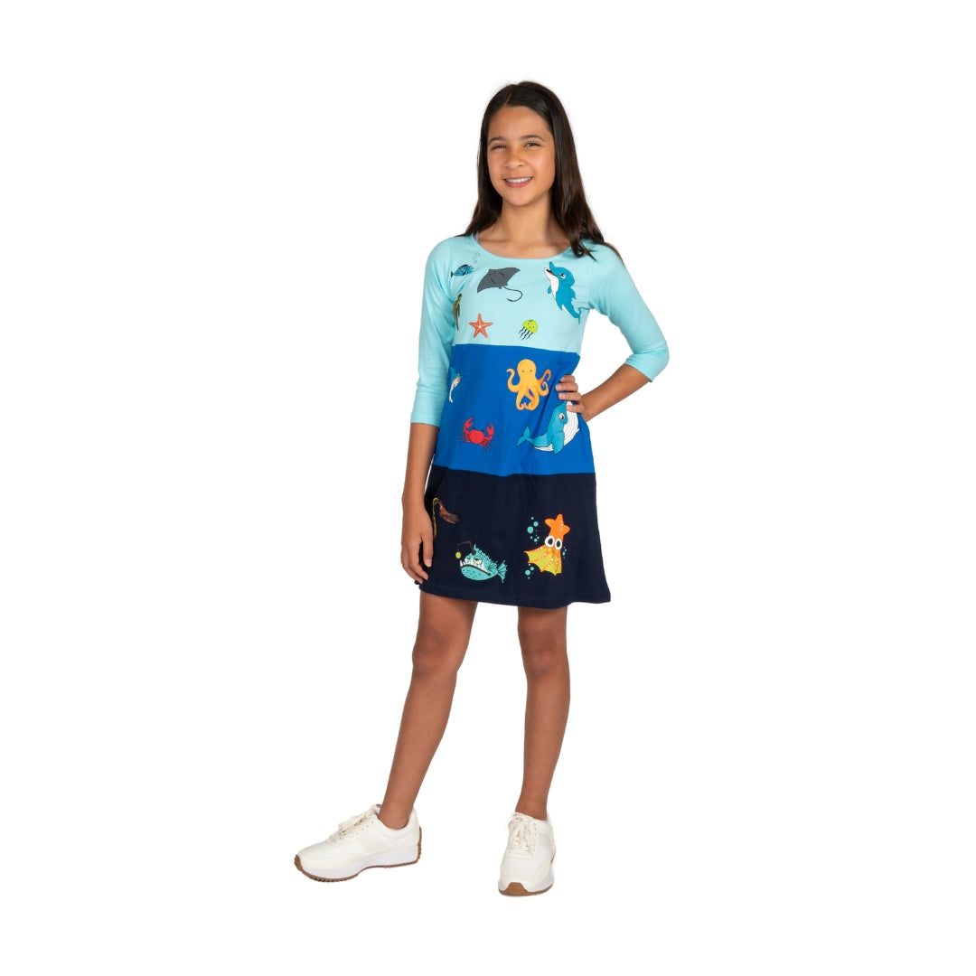 Ocean Zones Kids A-Line Dress