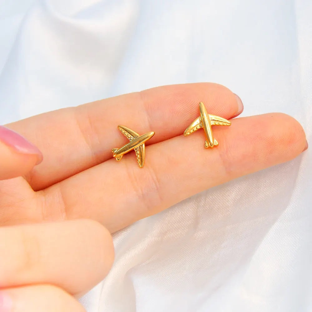 Plane Stainless Steel Earrings