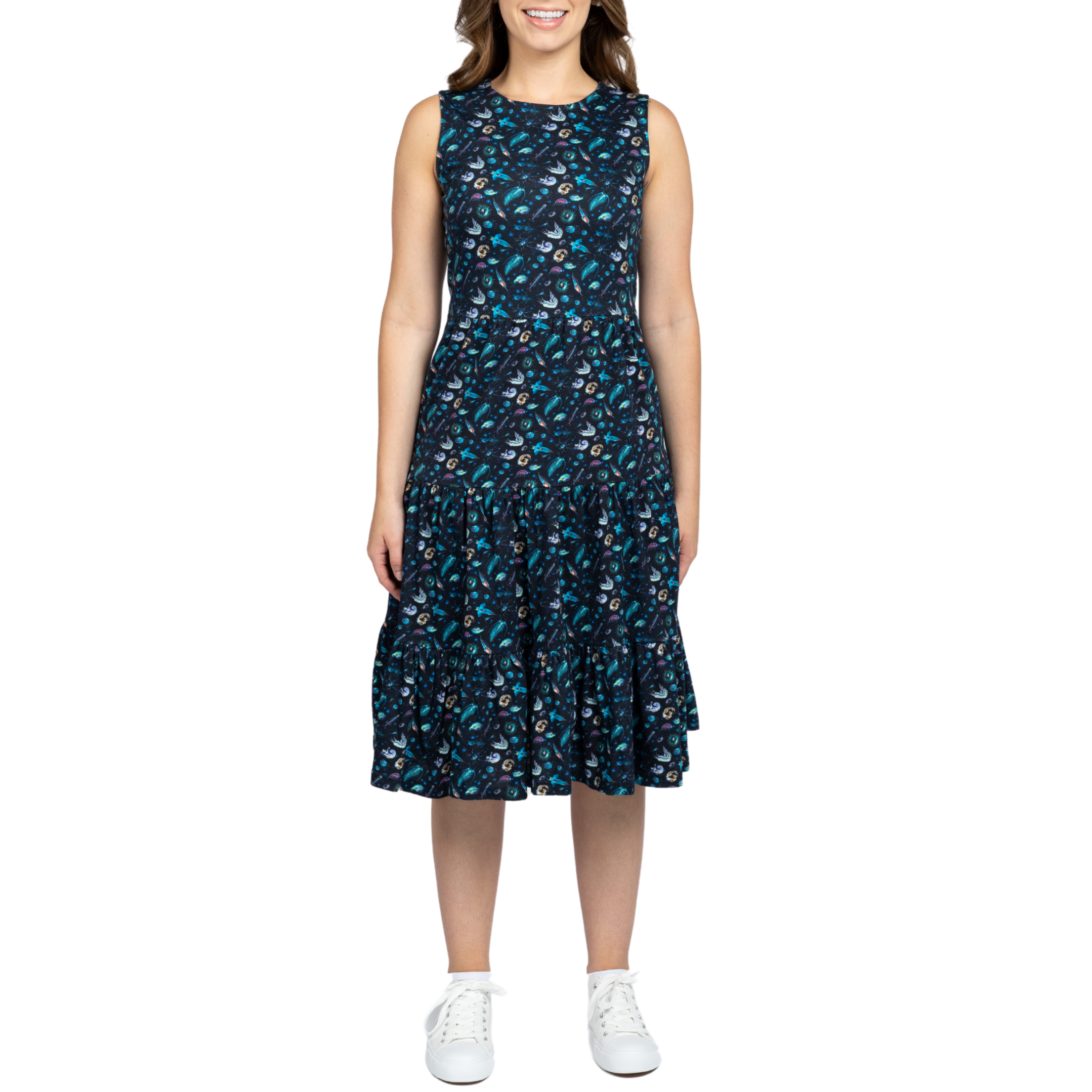 Plankton Sleeveless Tiered Dress (With Waist Seam)