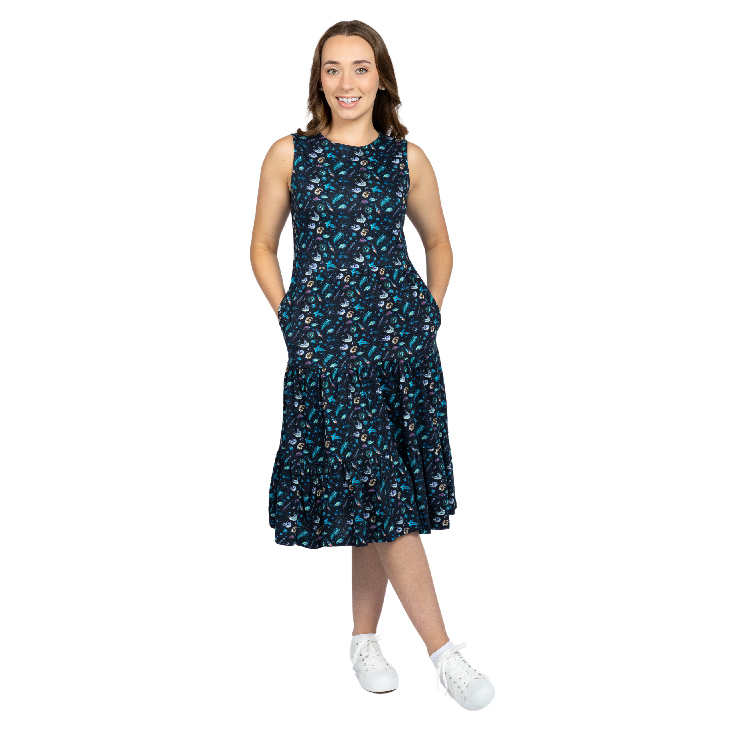 Plankton Sleeveless Tiered Dress (With Waist Seam)