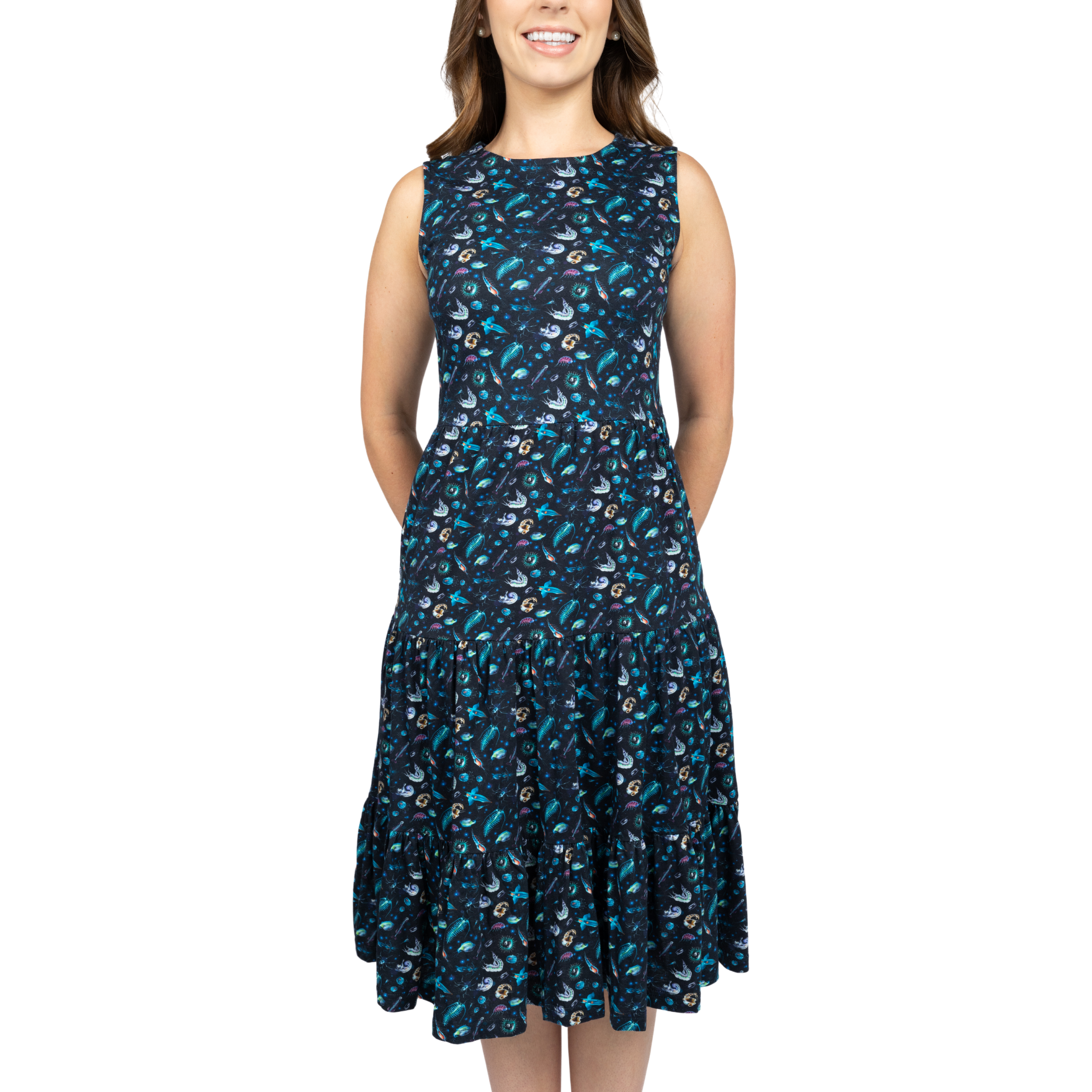 Plankton Sleeveless Tiered Dress (With Waist Seam)