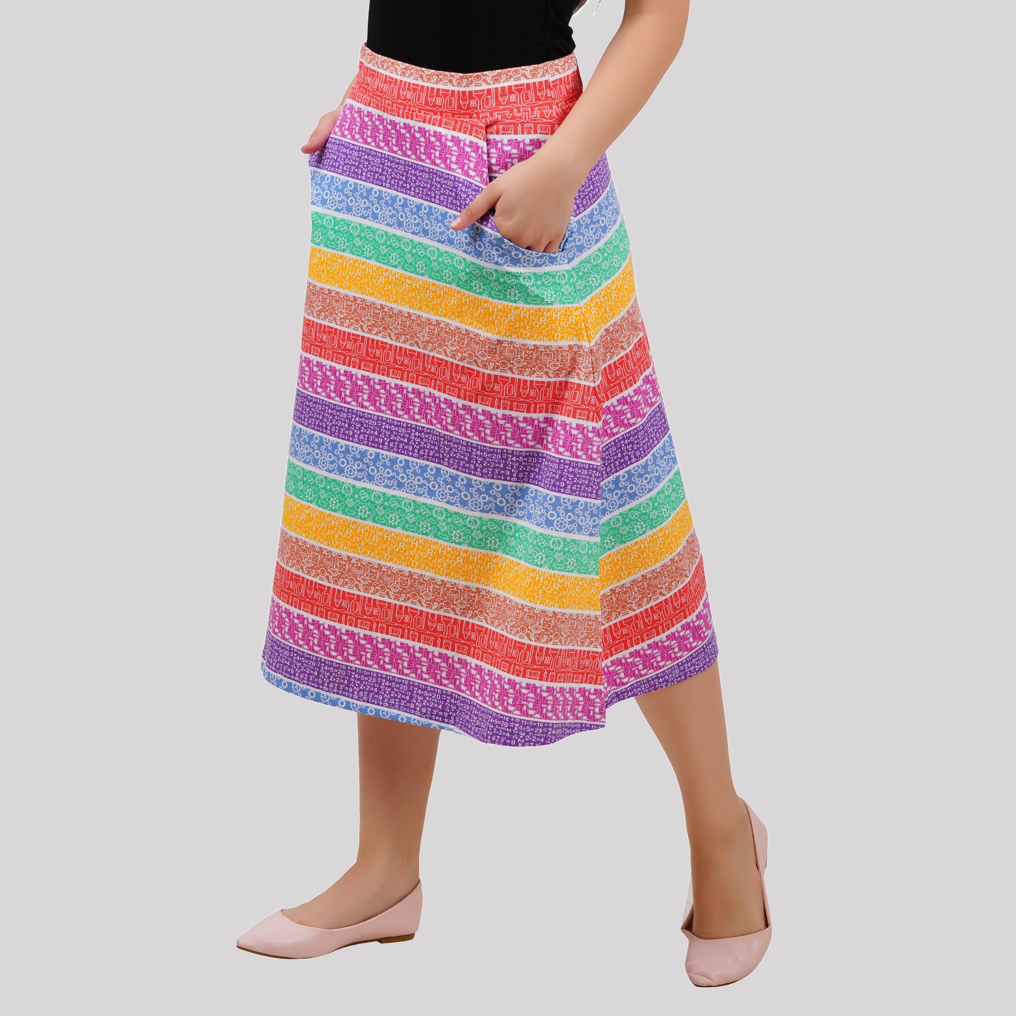 STEAM Rainbow Midi Skirt