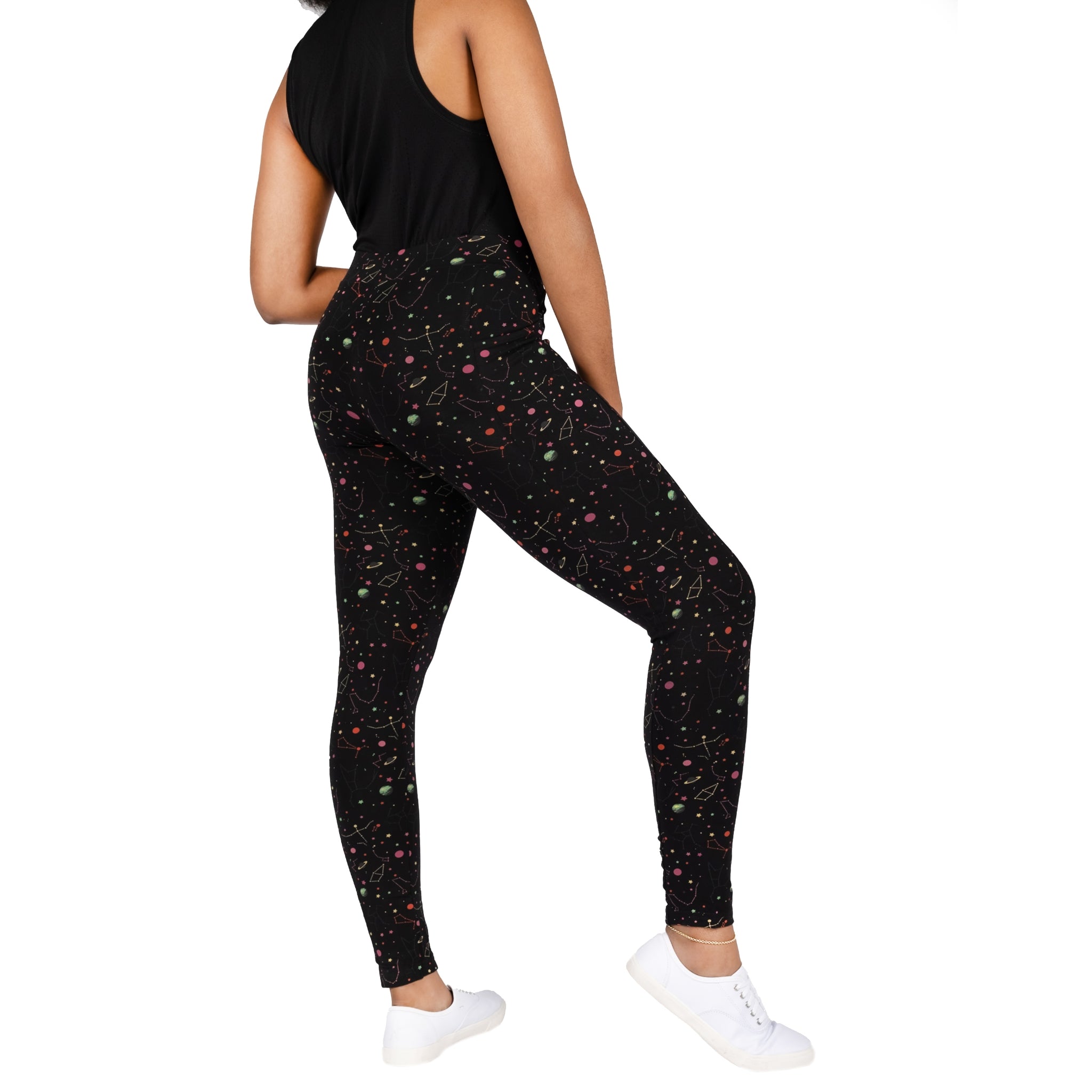 Rainbow Constellations Glow-in-the-Dark Adults Leggings with Pockets