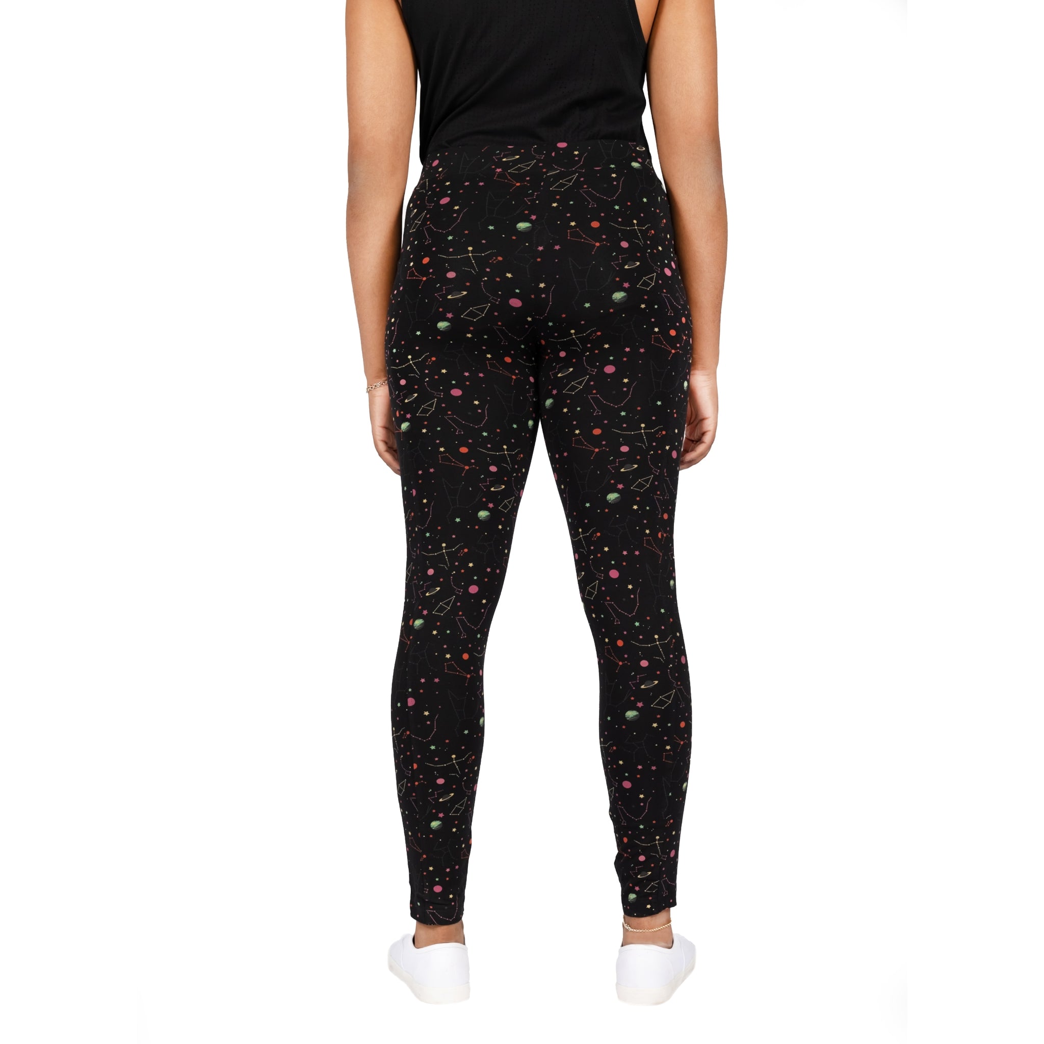 Rainbow Constellations Glow-in-the-Dark Adults Leggings with Pockets