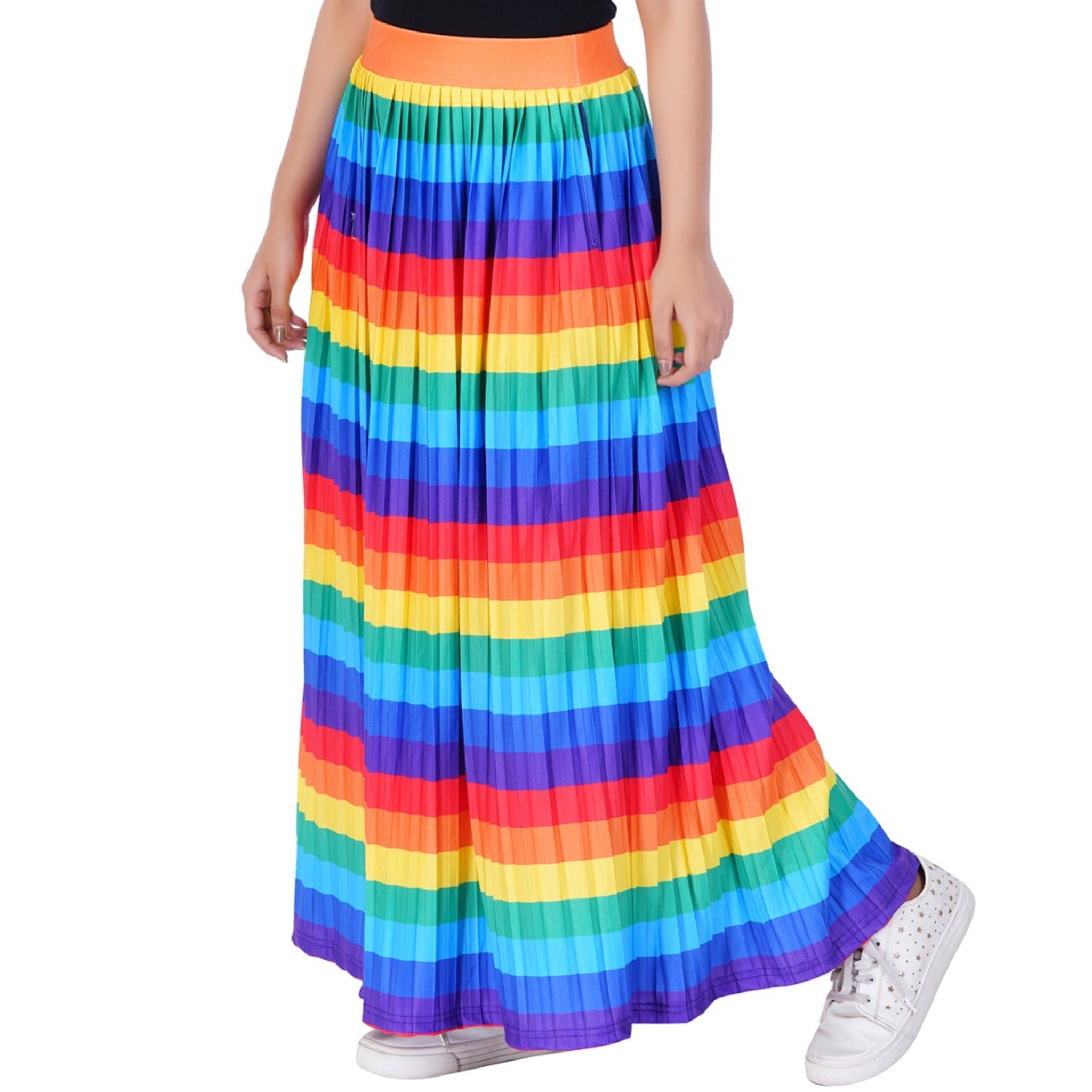 Life In Colors Rainbow Pleated Maxi Skirt