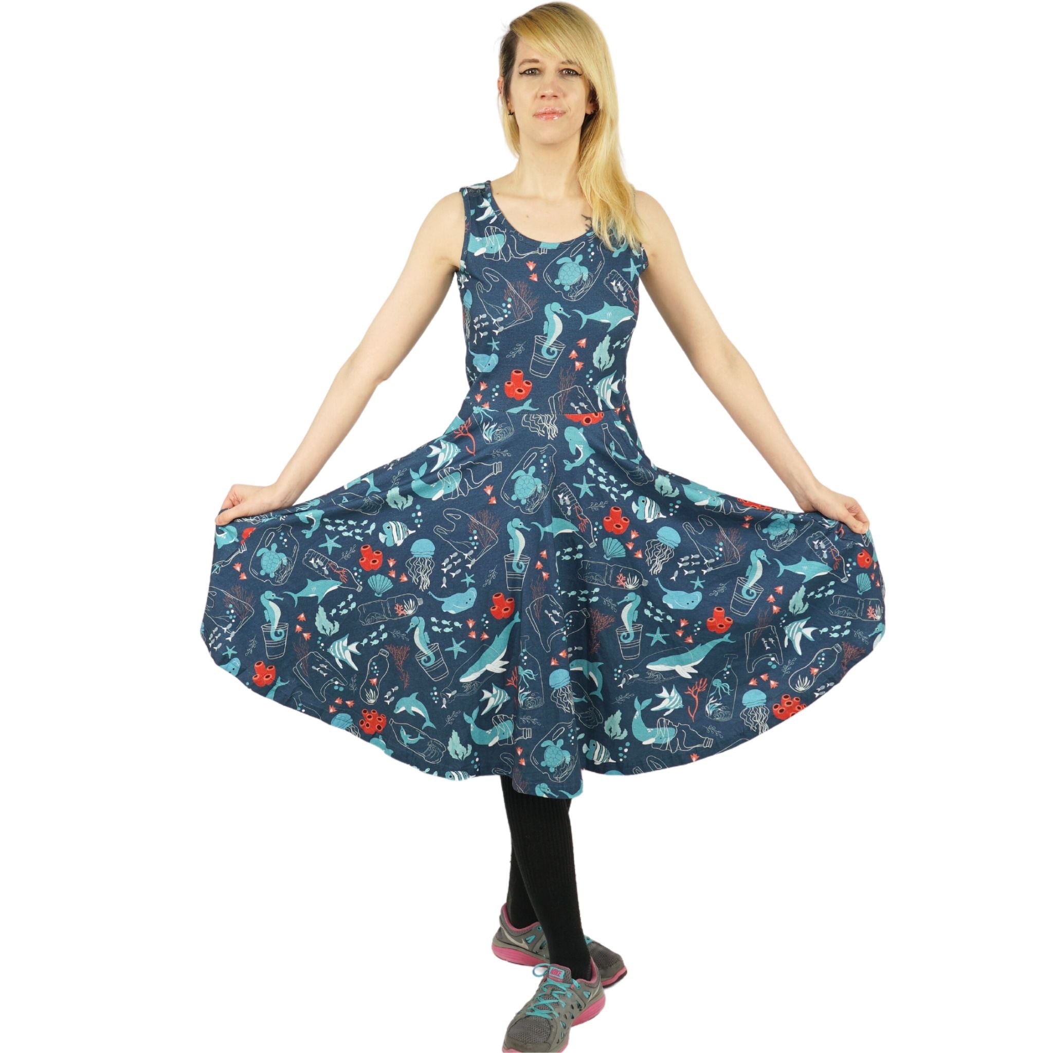Save the Ocean Sleeveless Twirl Dress