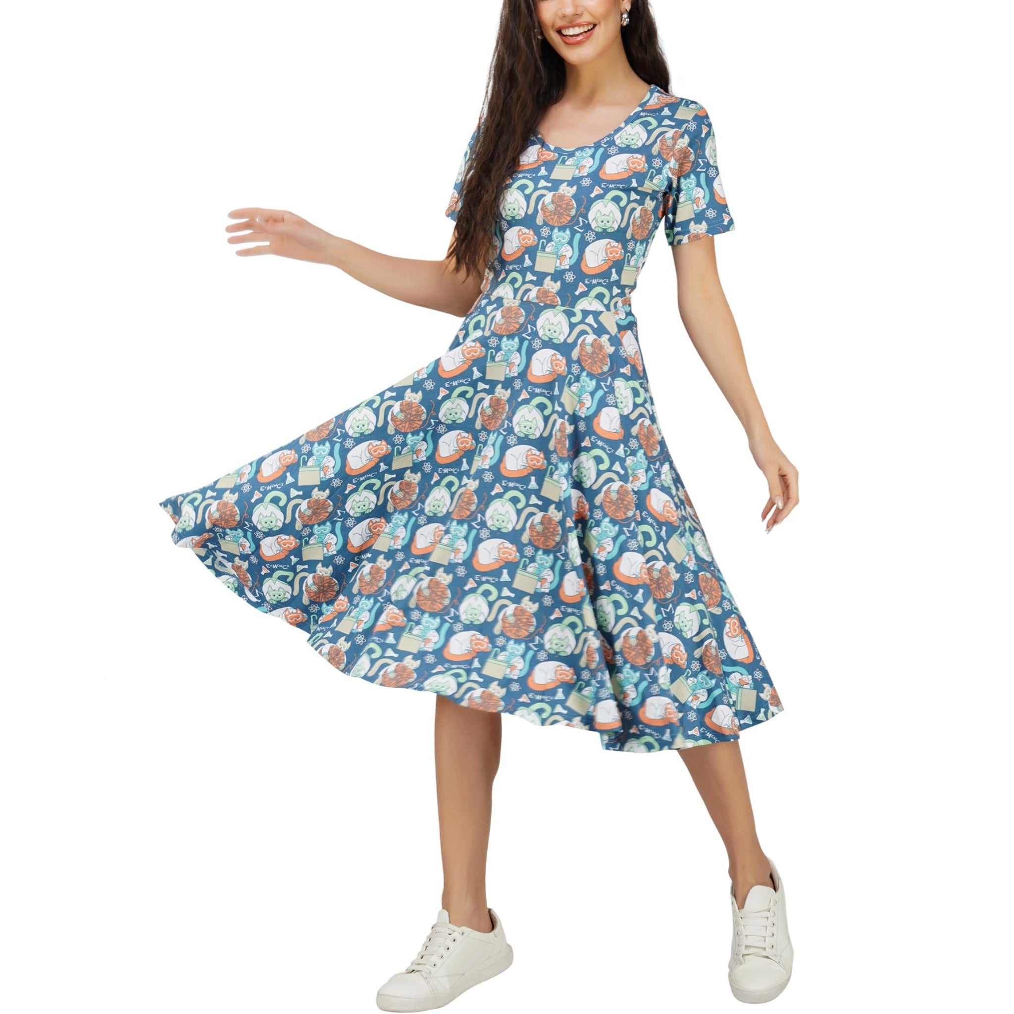 Science Cats Fit & Flare Dress