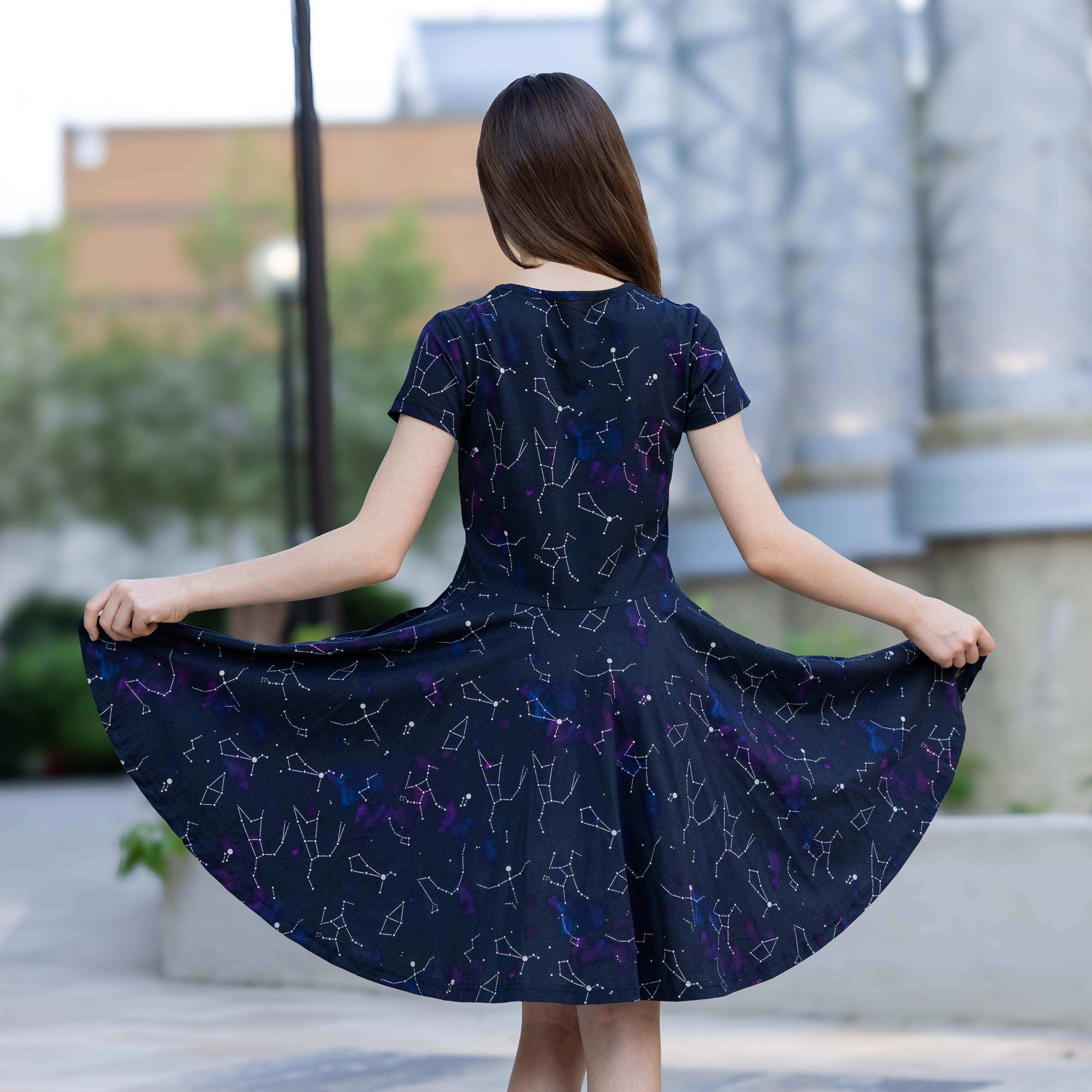 Stardust Symphony Glow-in-the-Dark Kids Twirl Dress