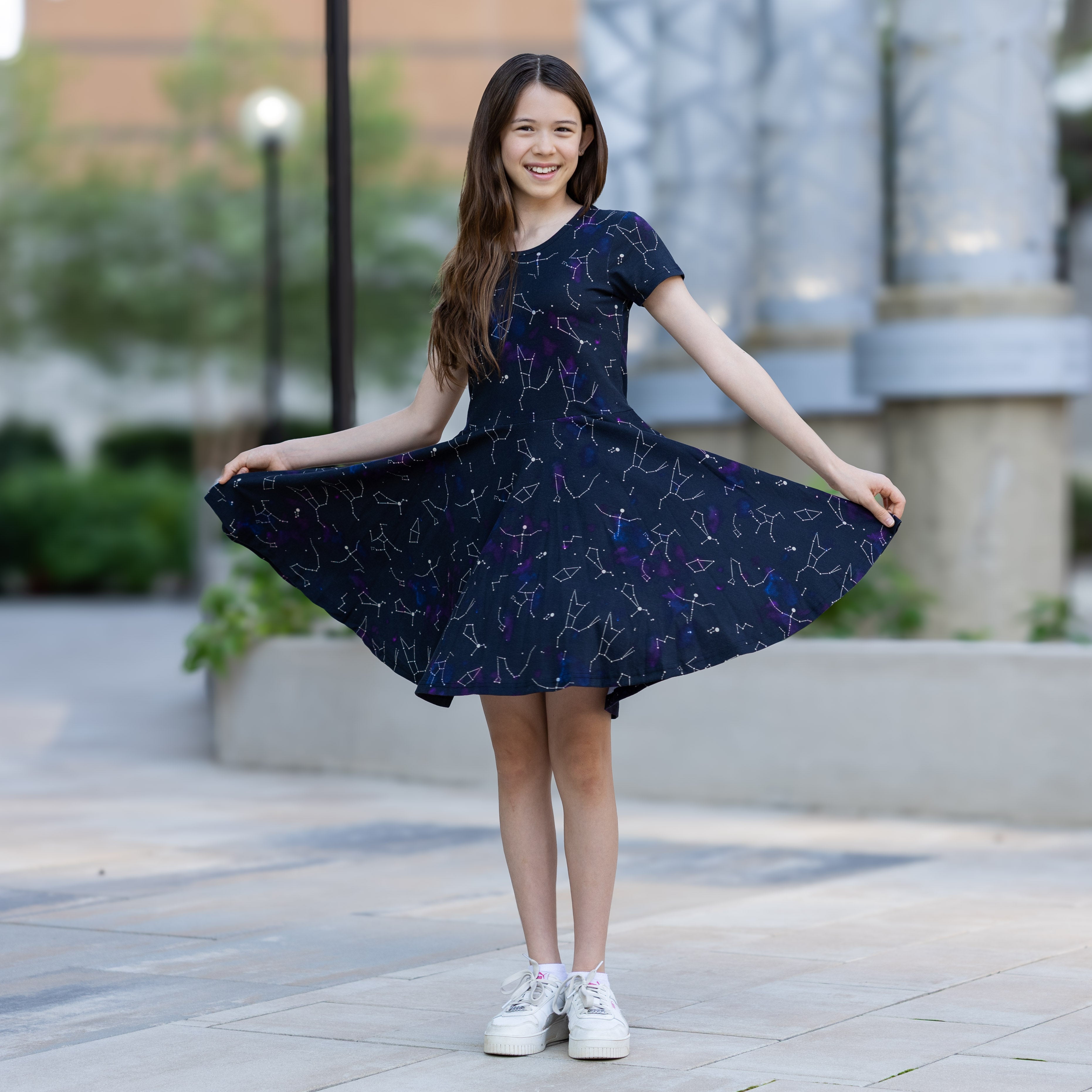 Stardust Symphony Glow-in-the-Dark Kids Twirl Dress