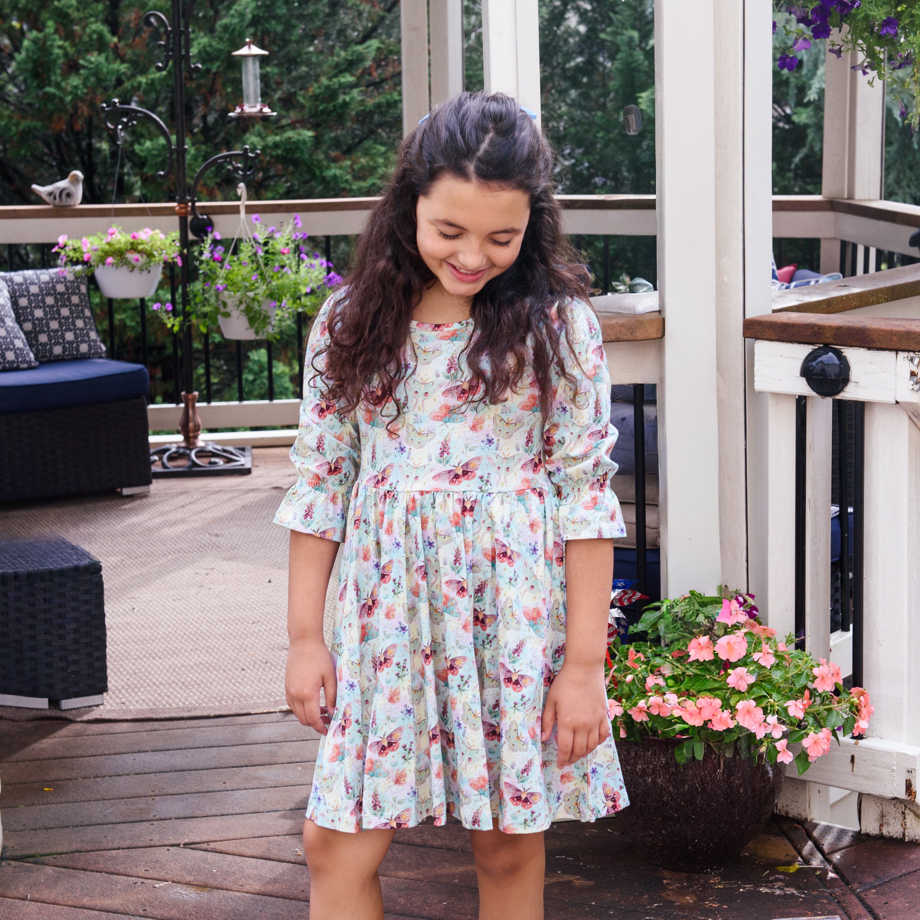 Mystical Moths Kids Dress with Pockets
