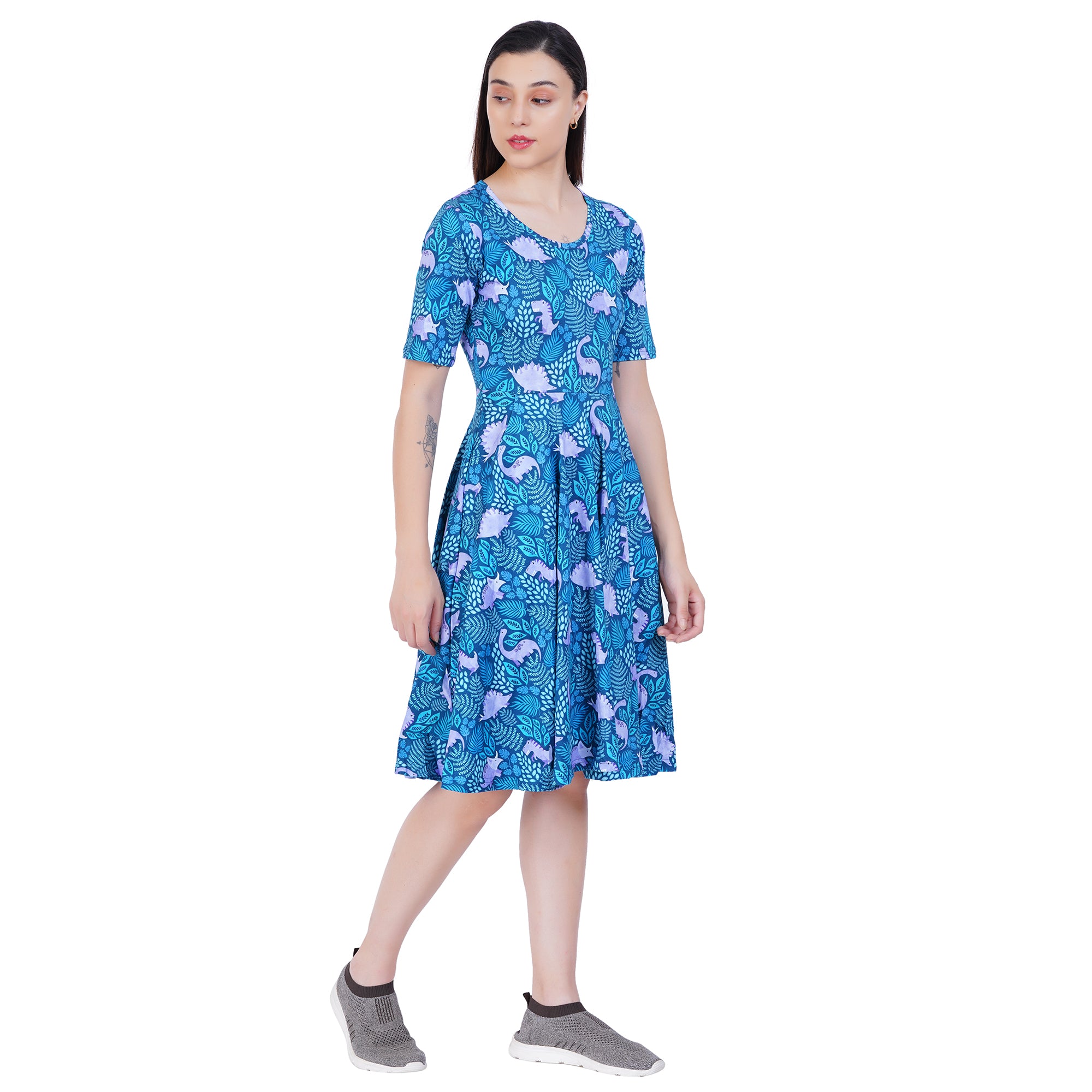 Tropical Dinosaur Twirl Dress