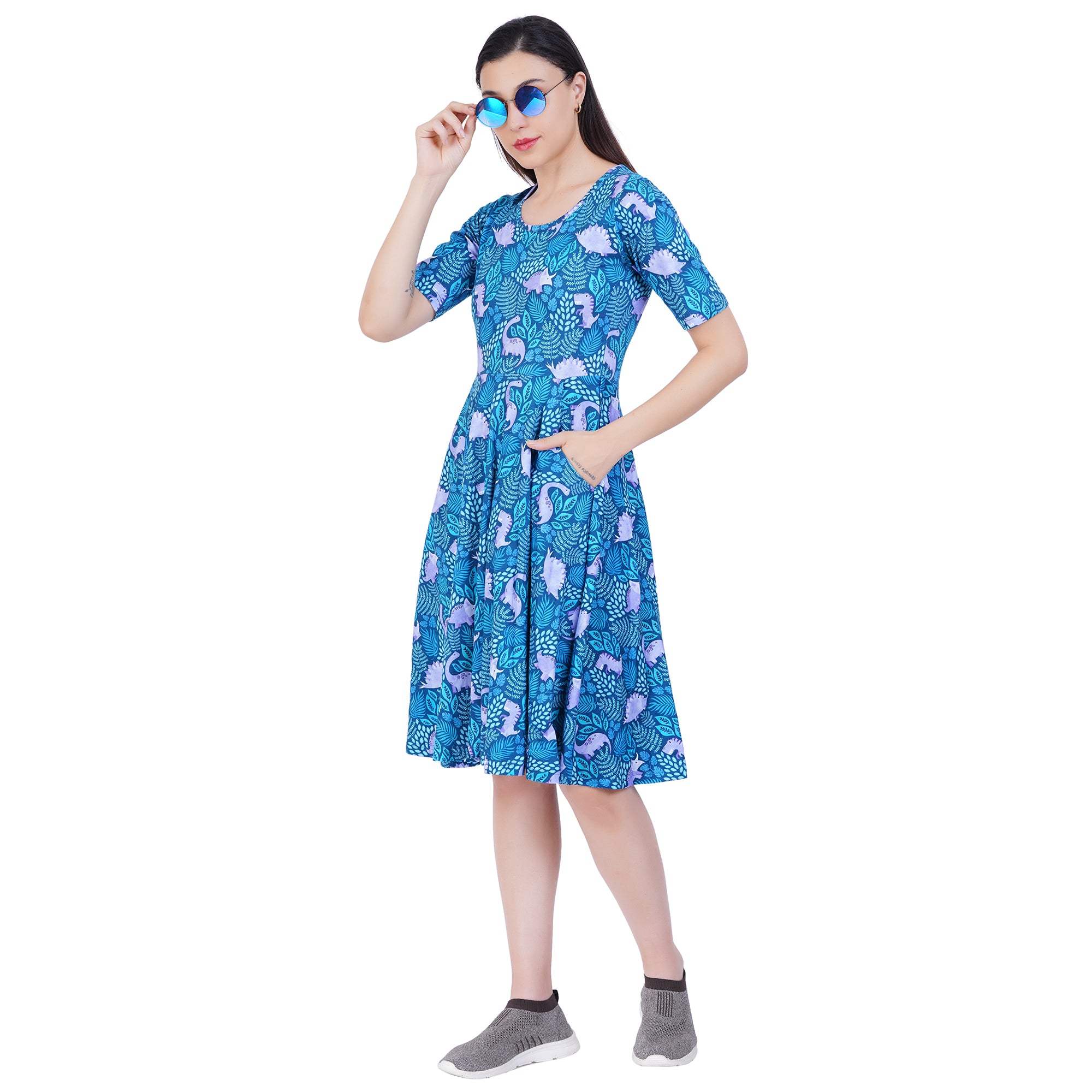 Tropical Dinosaur Twirl Dress