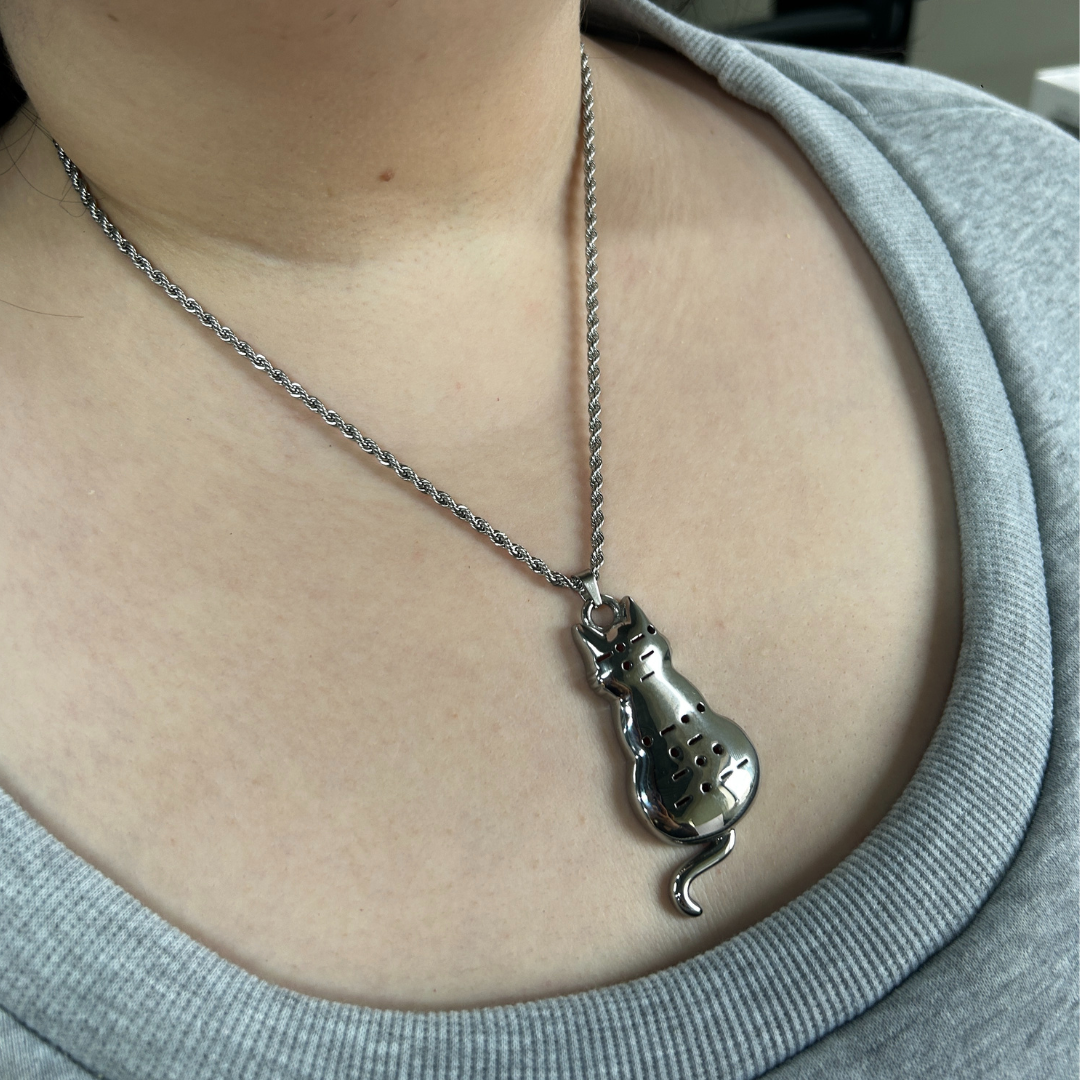 Morse Code Cat Lady Stainless Steel Necklace