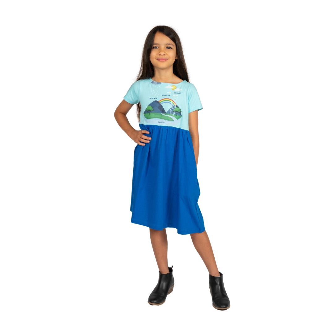 Water Cycle Kids Dress (with a typo on the print) FINAL SALE