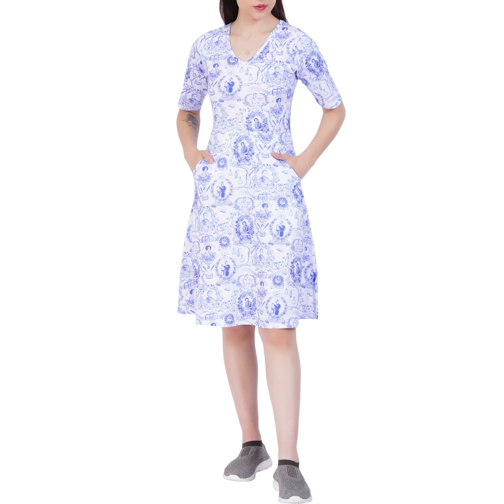 Women In Science A-Line Dress (With Waist Seam)