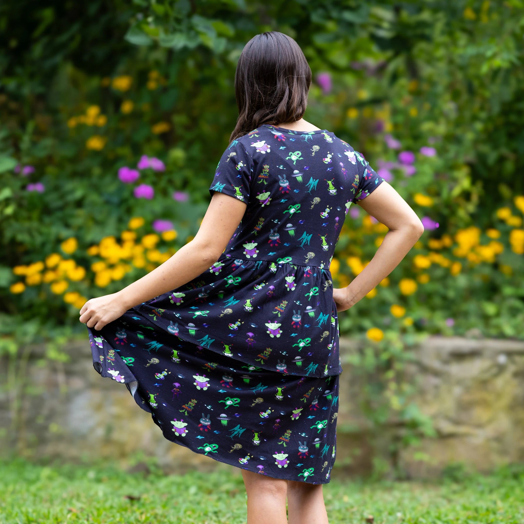 Aliens Art Kids Layered Dress