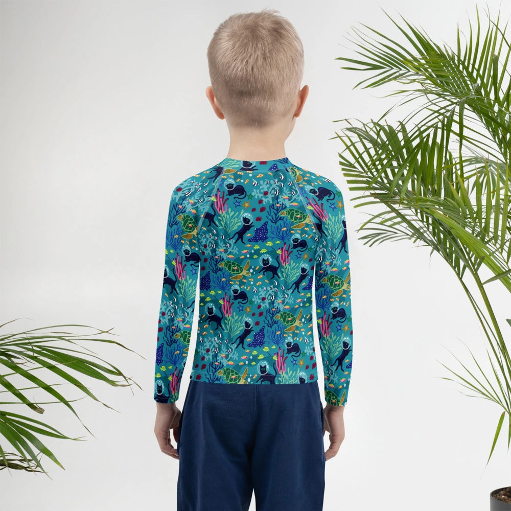 Seabed Exploration Kids Rash Guard (POD)