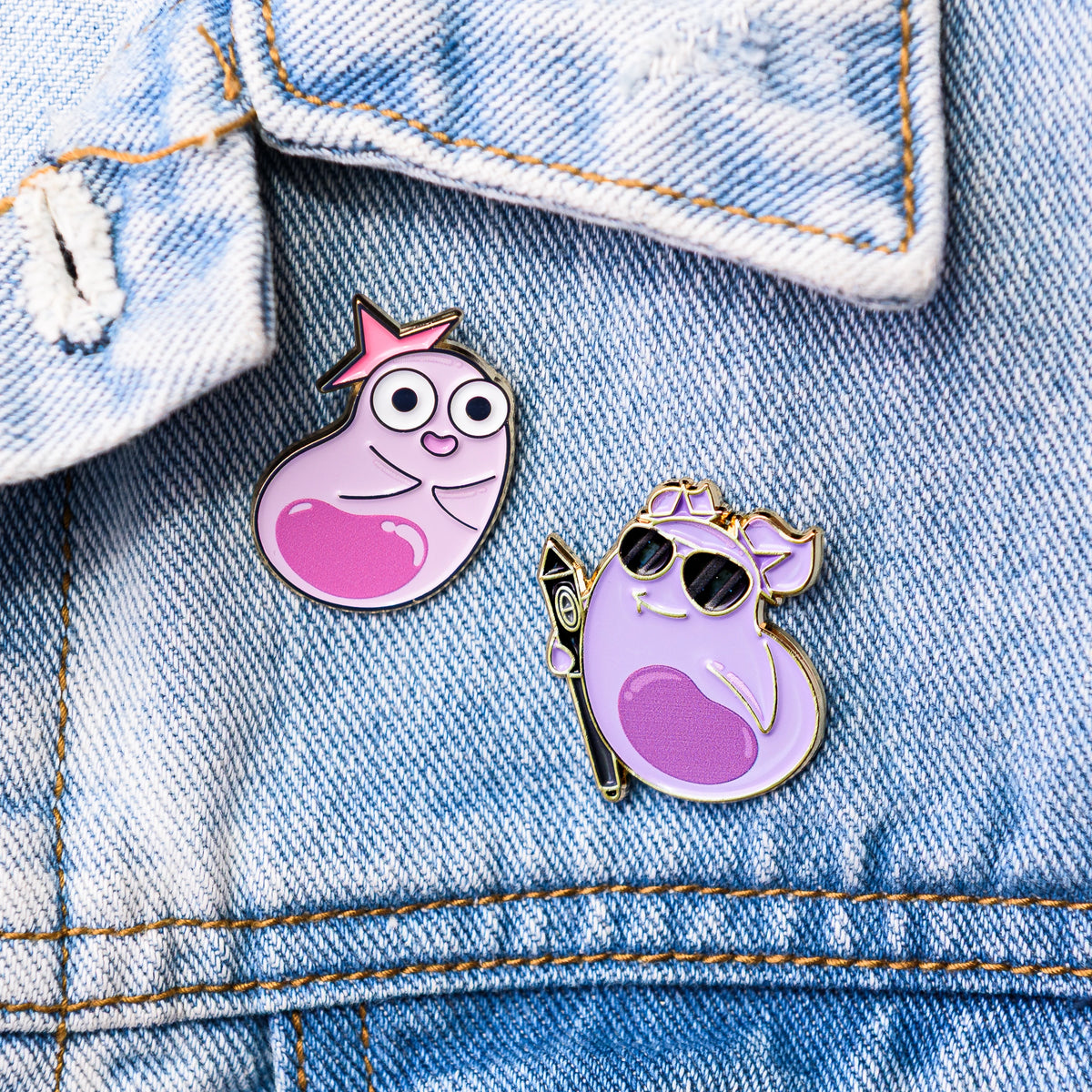 Pinky and Petunia Enamel Pins Set