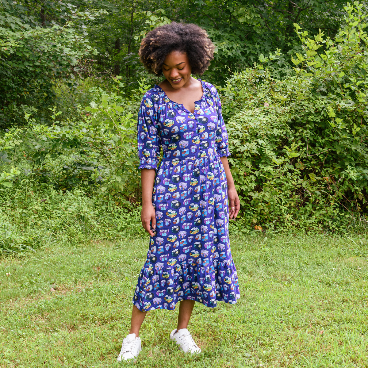 Amoeba Sisters Frill Midi Dress with Pockets