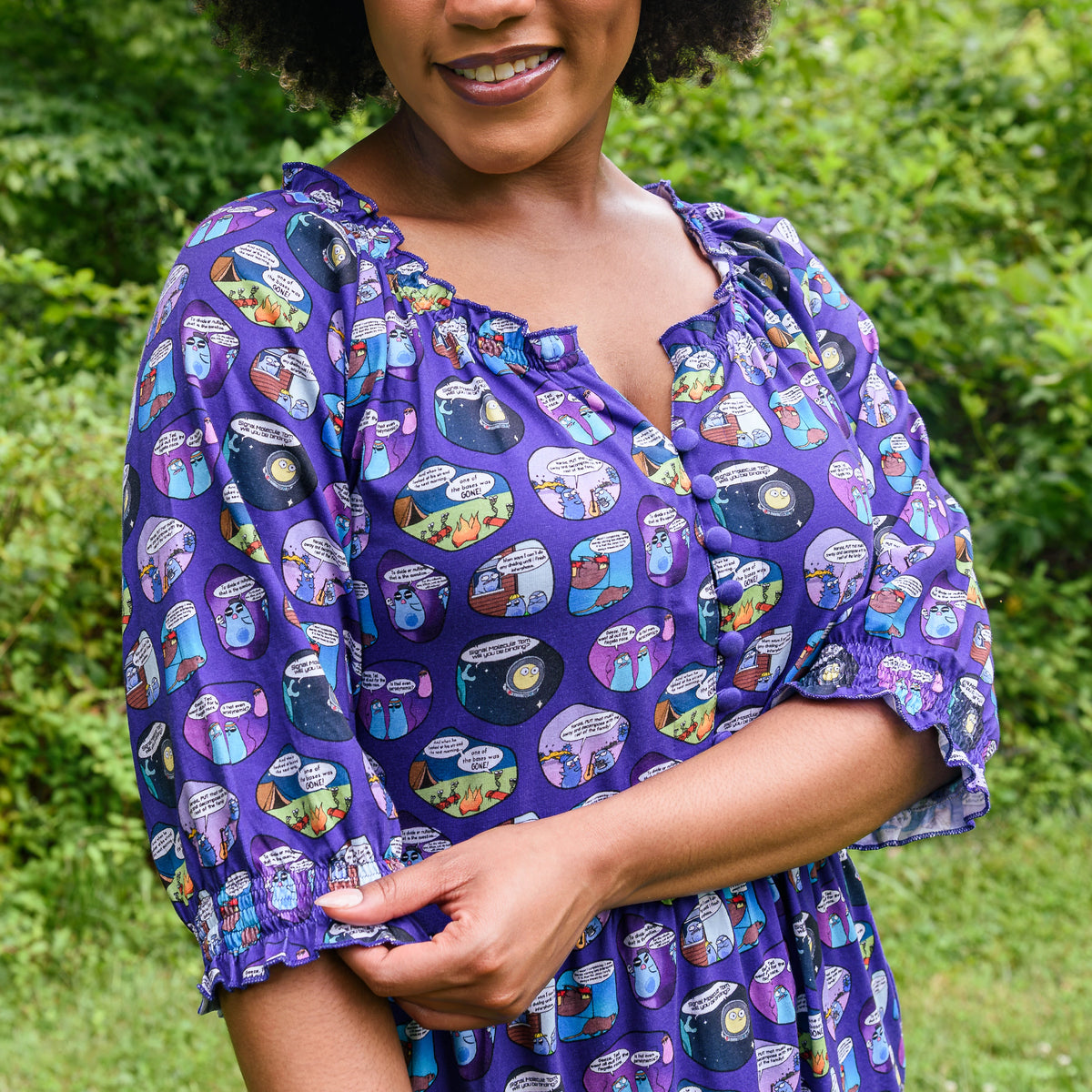Amoeba Sisters Frill Midi Dress with Pockets