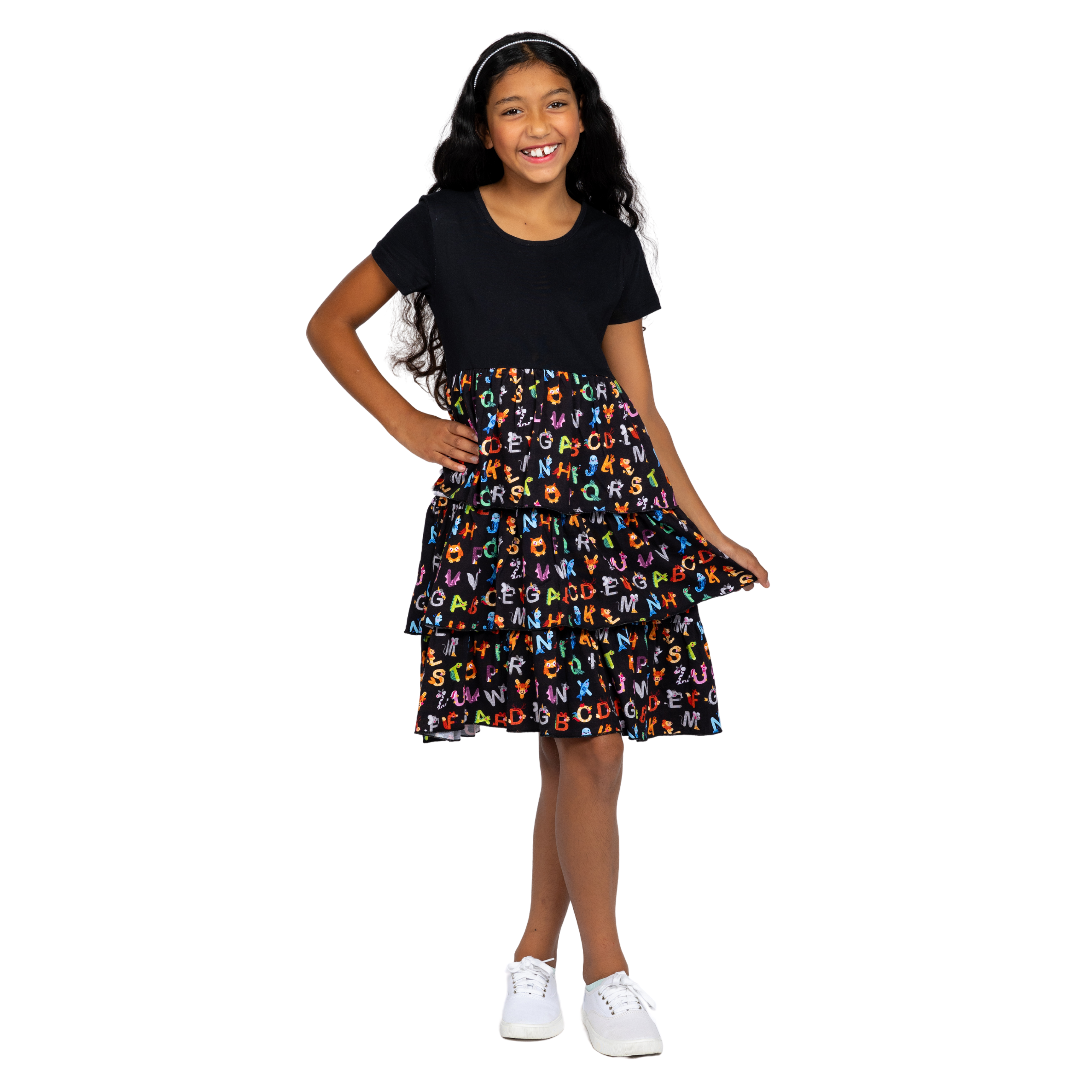 Animal Alphabet Kids Layered Dress