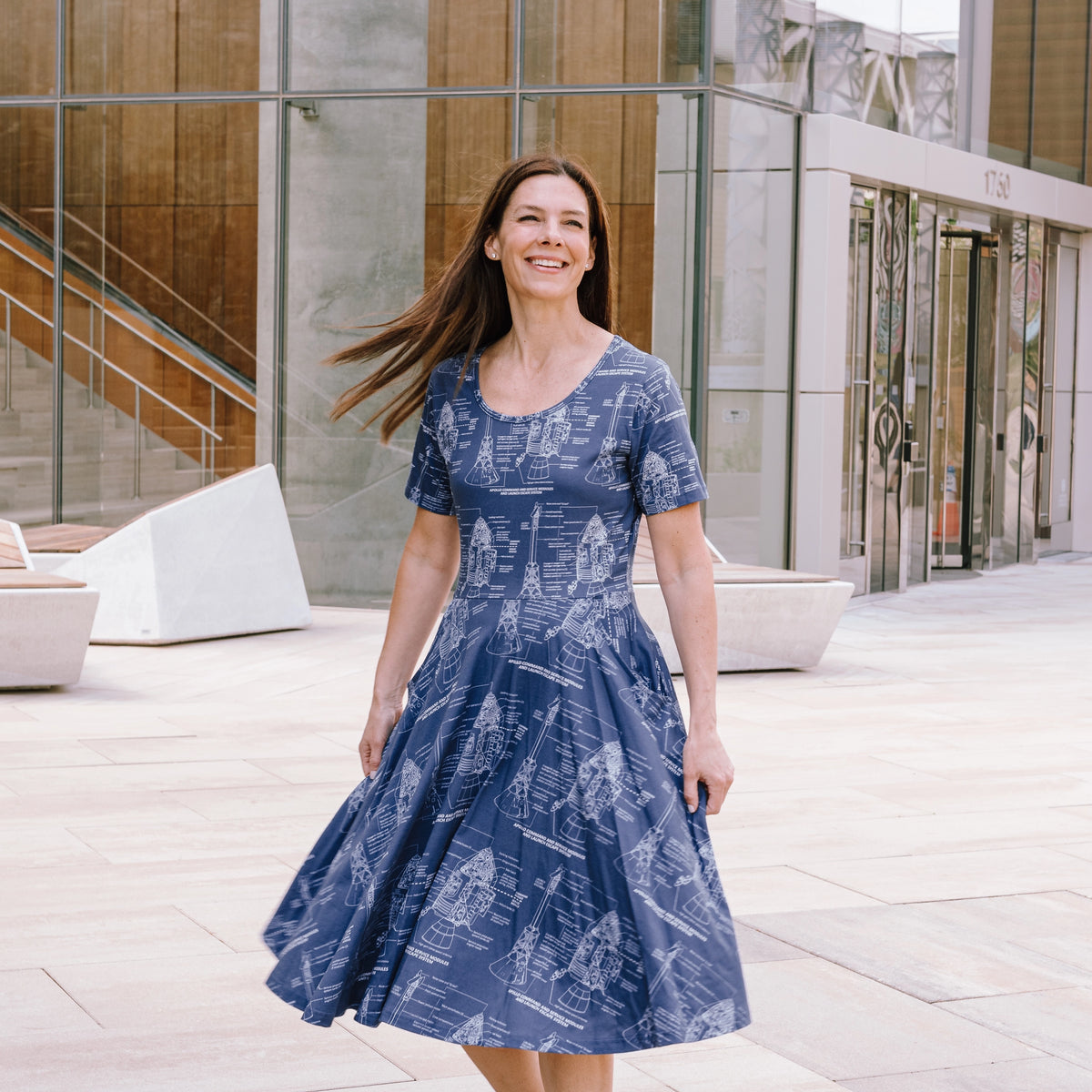 Apollo Blueprint Twirl Dress with Pockets