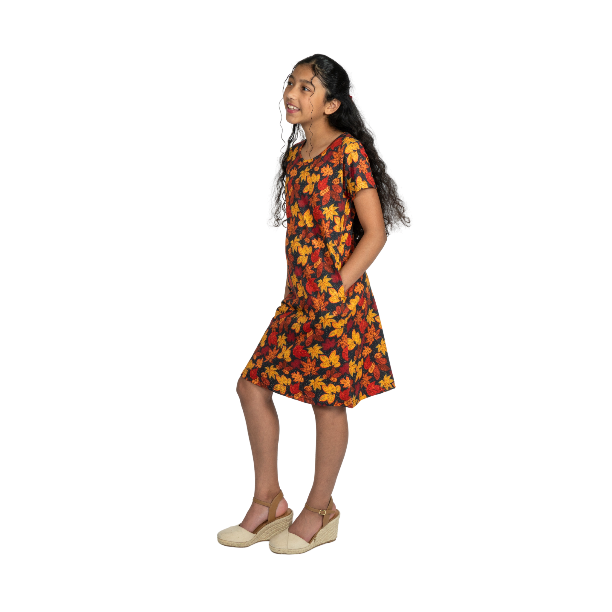 Autumn Leaves Kids A-Line Dress