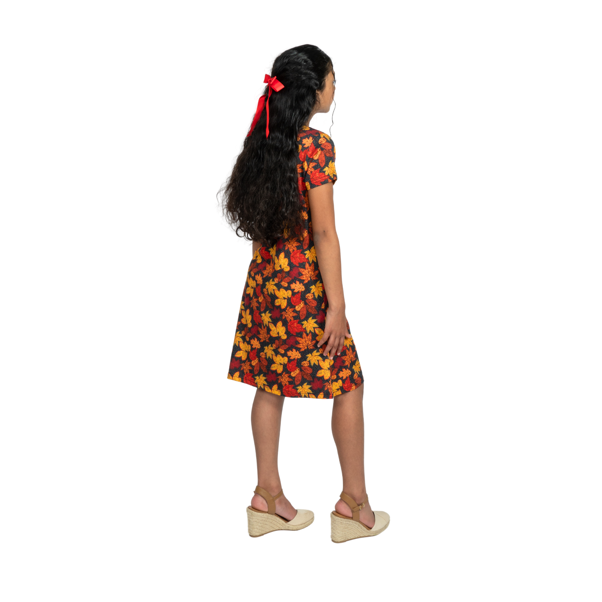 Autumn Leaves Kids A-Line Dress