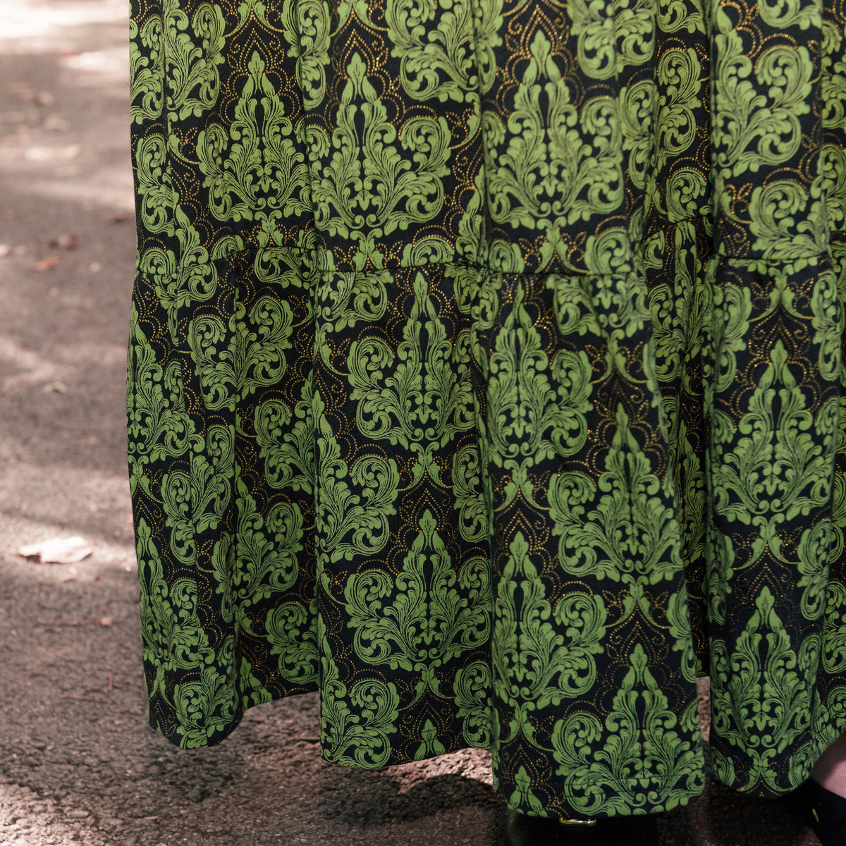 Baroque Filigree Layered Midi Dress with Pockets