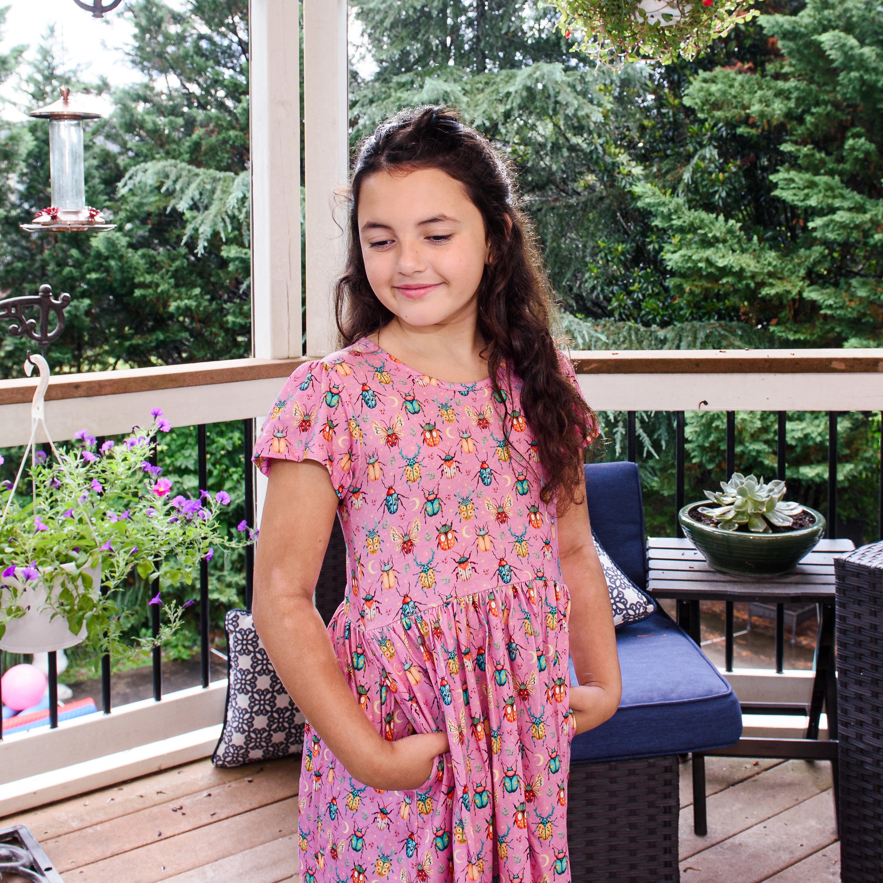 Beetles Kids Dress with Pockets