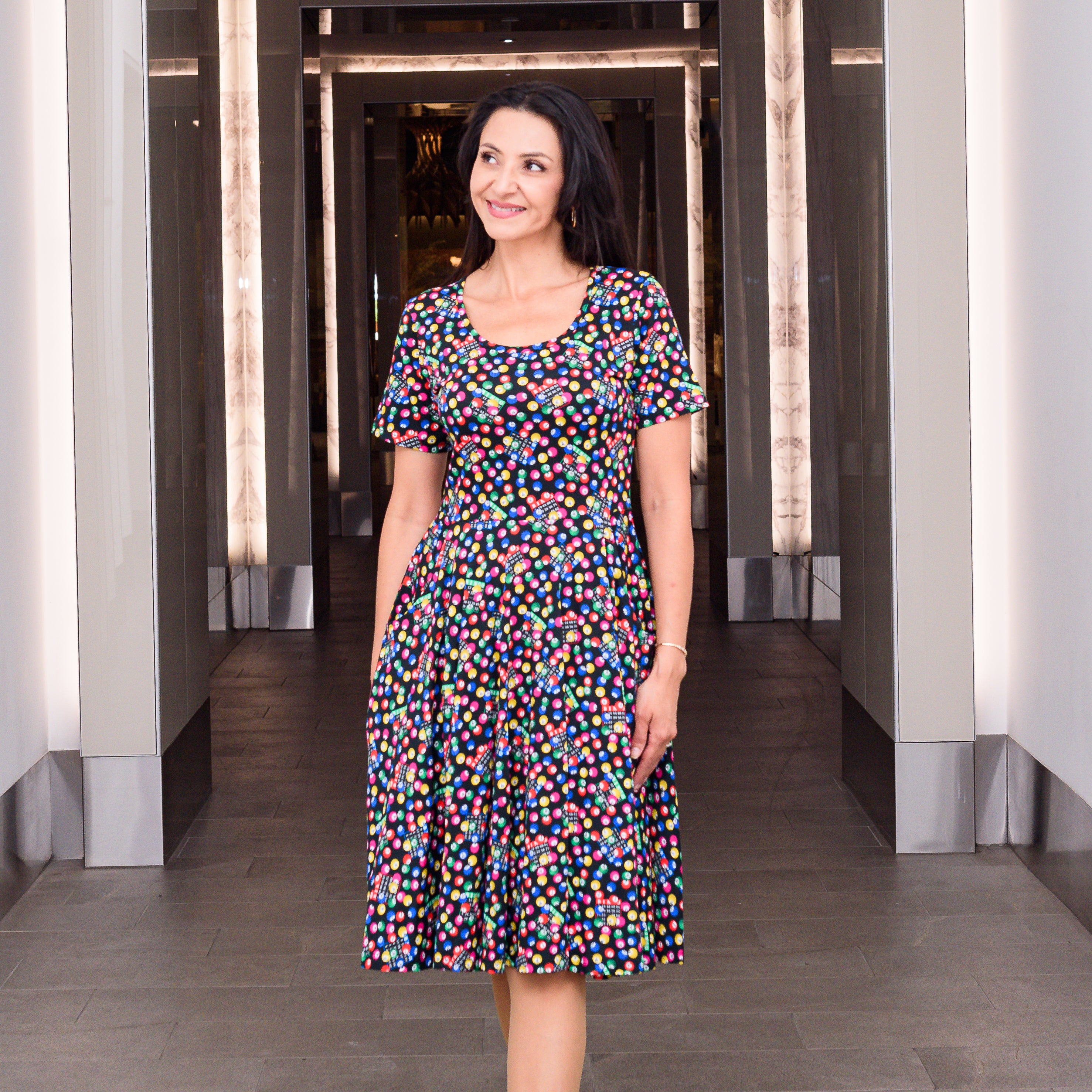 Bingo Time Twirl Dress with Pockets