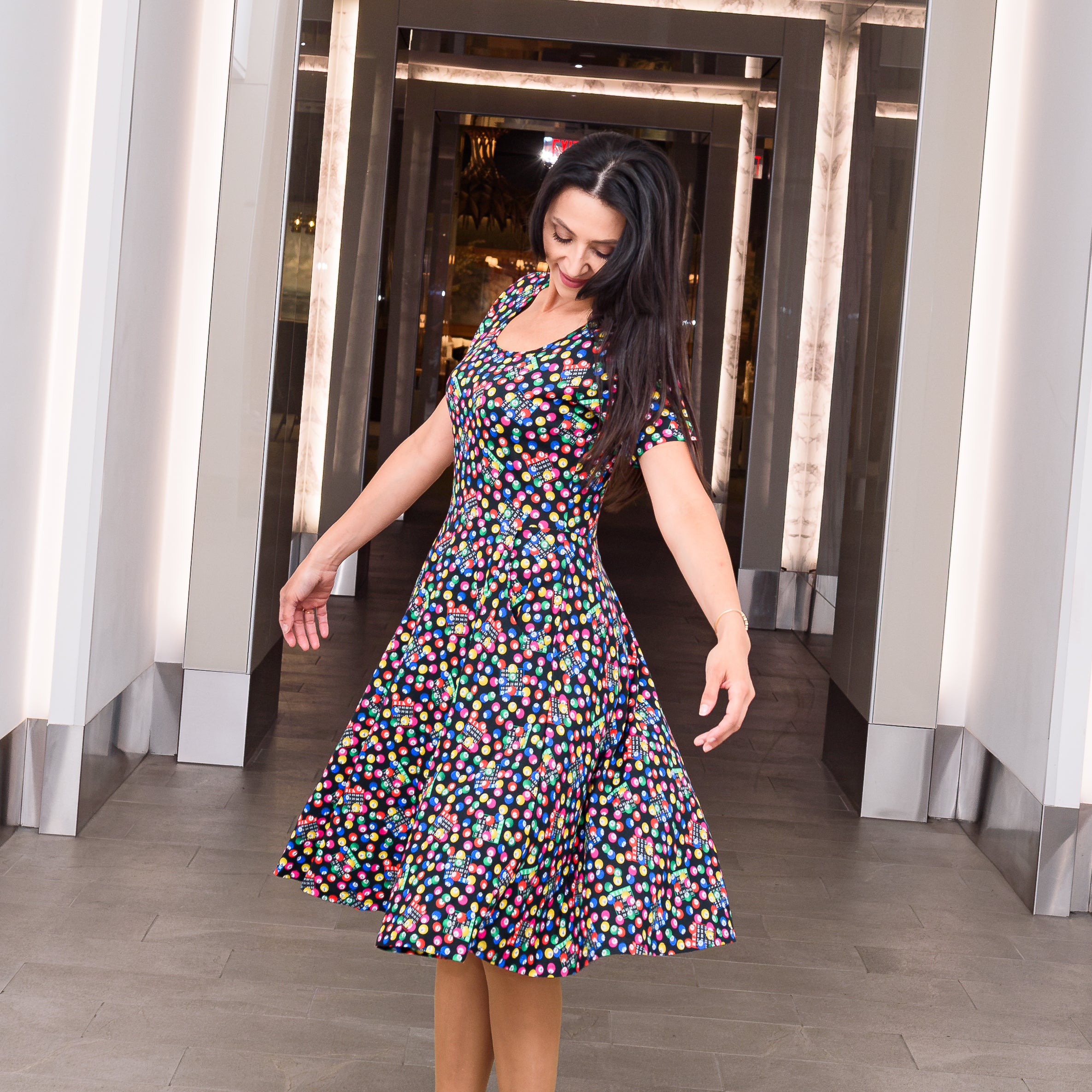 Bingo Time Twirl Dress with Pockets