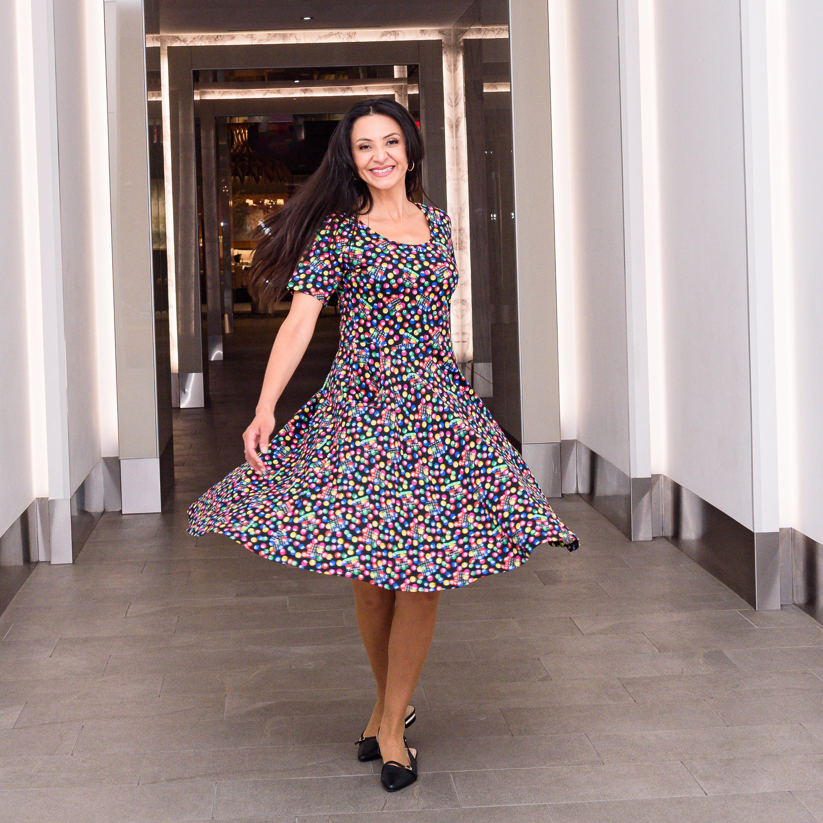 Bingo Time Twirl Dress with Pockets