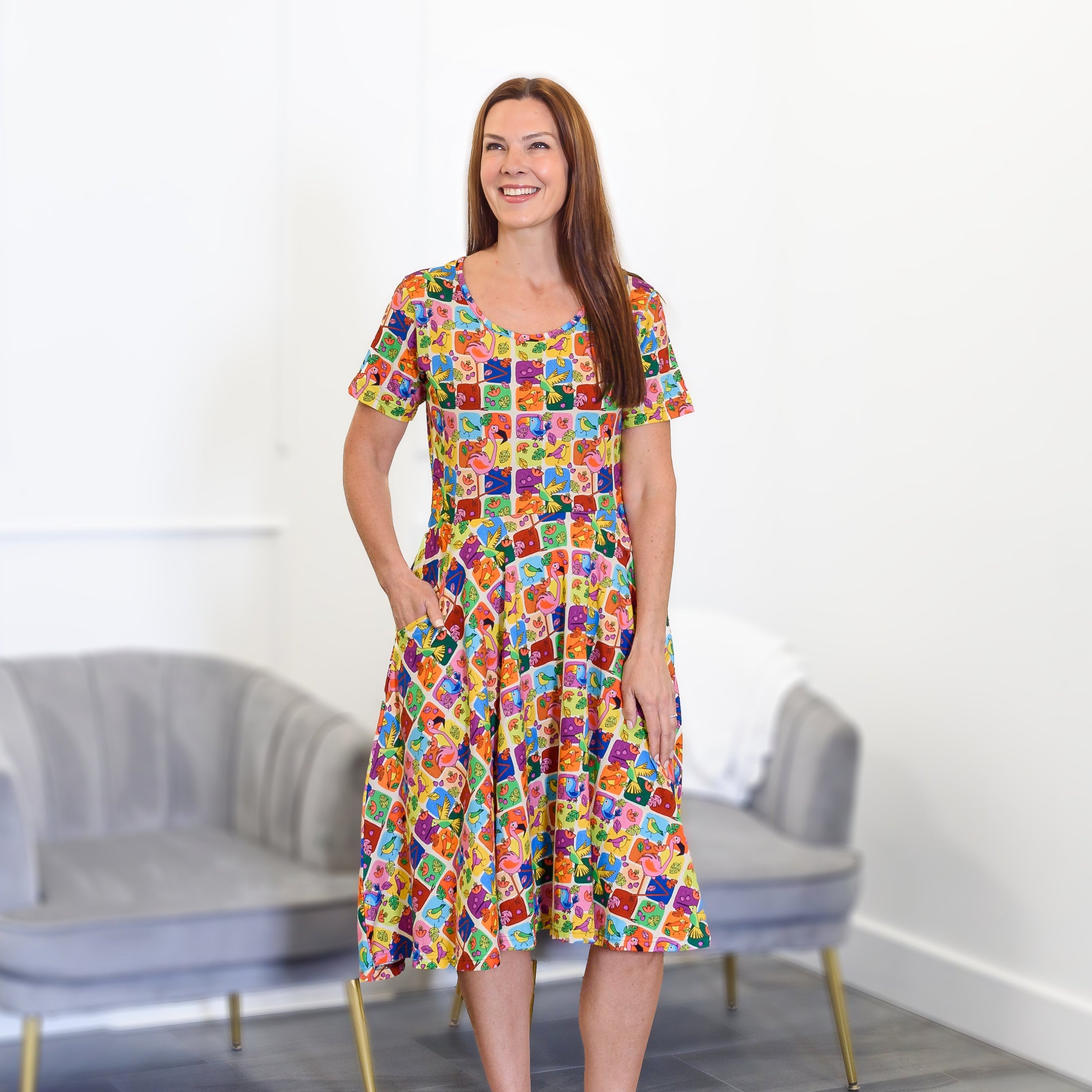 Birdacious Twirl Dress with Pockets