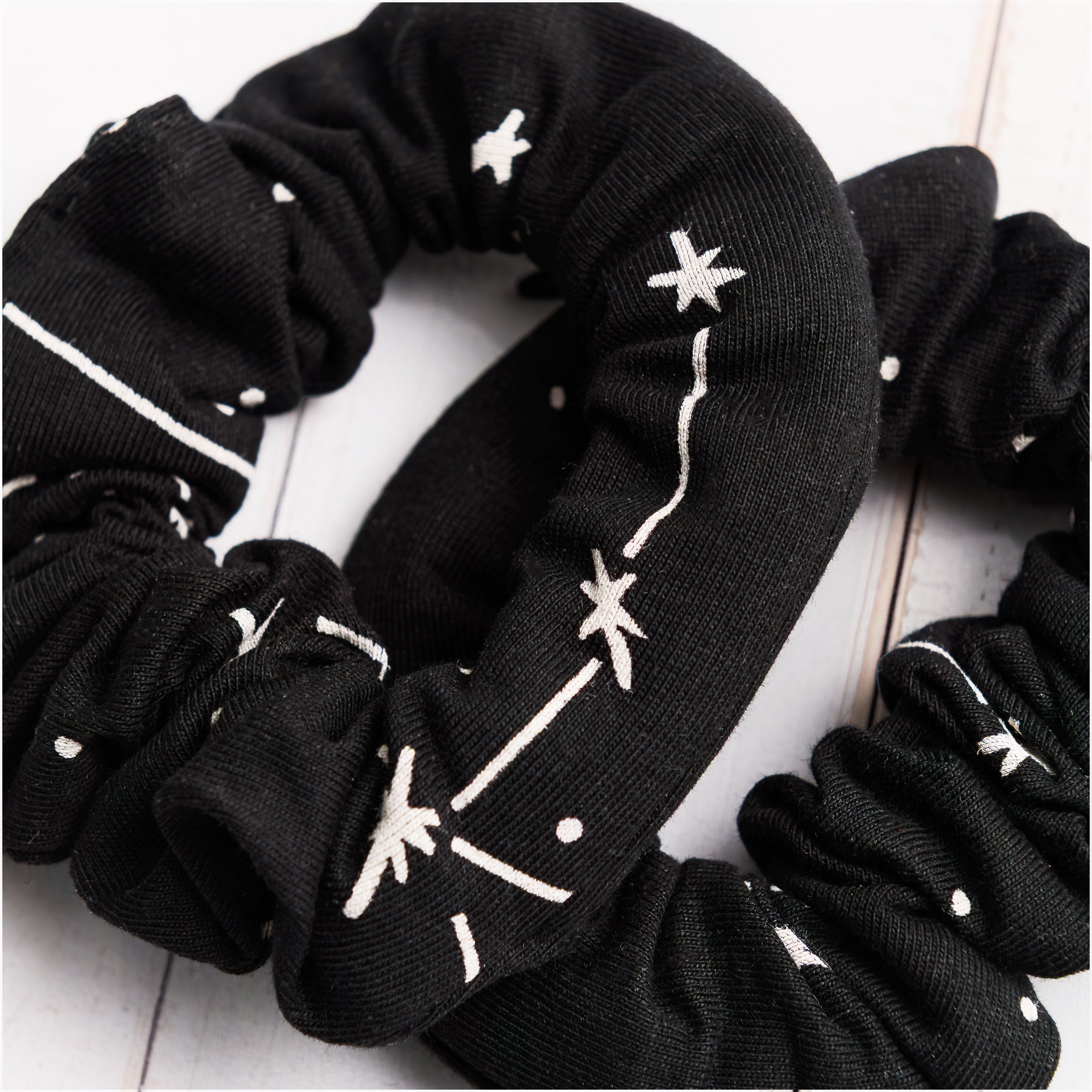 2-Pack Constellations Black Scrunchies with Pocket